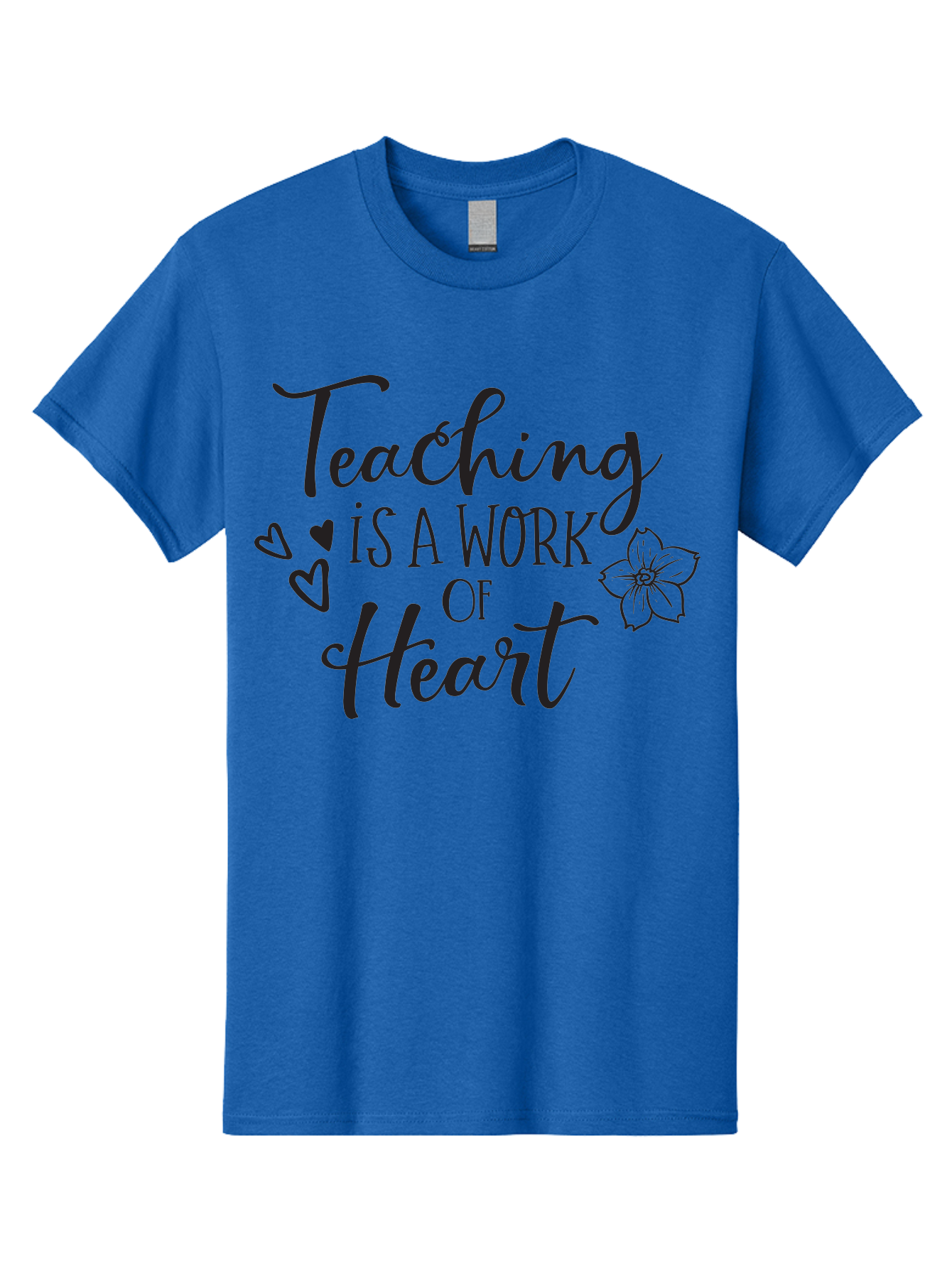 Teaching-Is-A-Work-Of-Heart Men'S Graphic Tee, 100% Cotton, Comfortable Casual Summer Wear, Machine Washable, Inspirational Quote, Teaching Profession, Heartfelt Dedication, Teacher Appreciation, Motivational Phrase, Educational Quotes, Aad223 25