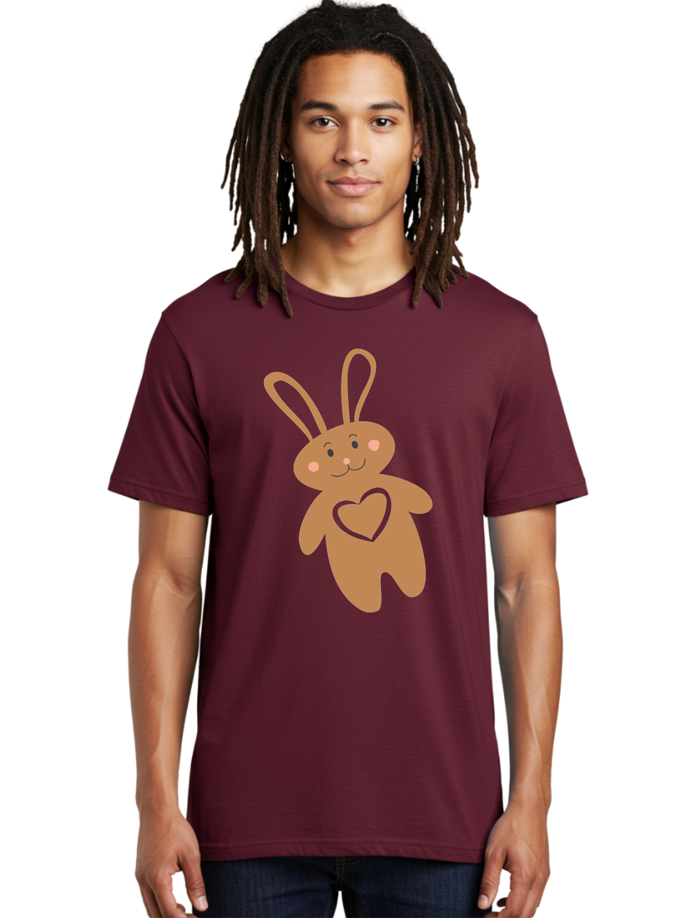 Teddy-Bunny Men'S Graphic Tee, 100% Cotton, Comfortable Casual Summer Wear, Machine Washable, Teddy Bear, Bunny, Heart, Cute, Cartoon, Digital Art, Nursery, Kawaii, Love, Friendship, Adorable Aad226 14