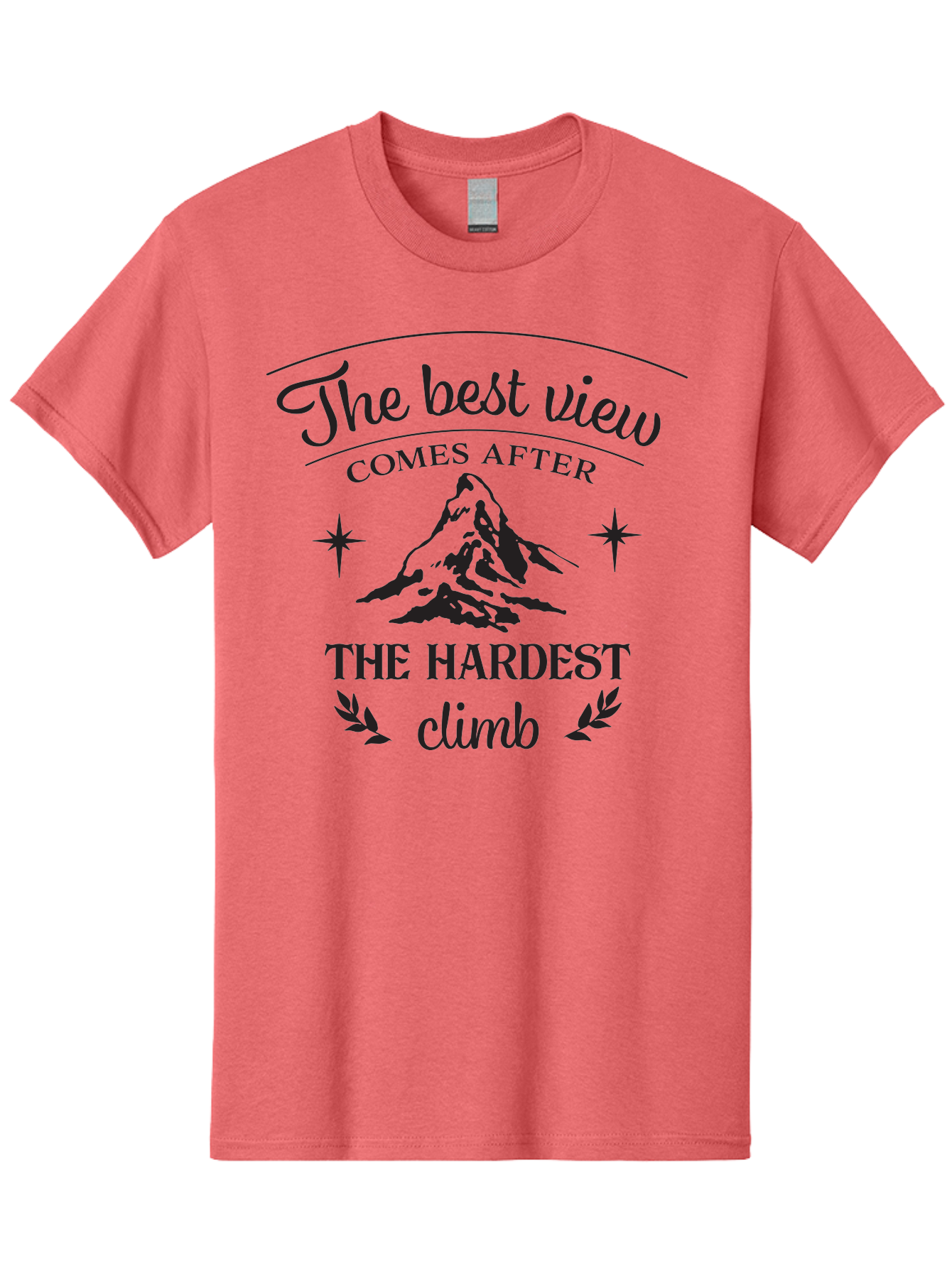 The-Best-View-Comes-After-The-Hardest-Climb Men'S Graphic Tee, 100% Cotton, Comfortable Casual Summer Wear, Machine Washable, Motivational Quote, Inspirational Message, Mountain Climbing, Perseverance, Success, Achievement, Fitness, Wellness Aad230 3