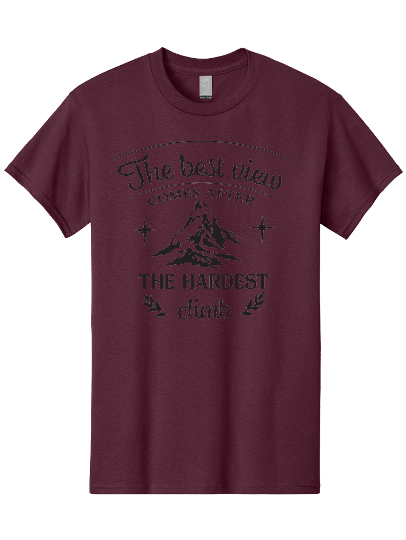 The-Best-View-Comes-After-The-Hardest-Climb Men'S Graphic Tee, 100% Cotton, Comfortable Casual Summer Wear, Machine Washable, Motivational Quote, Inspirational Message, Mountain Climbing, Perseverance, Success, Achievement, Fitness, Wellness Aad230 25