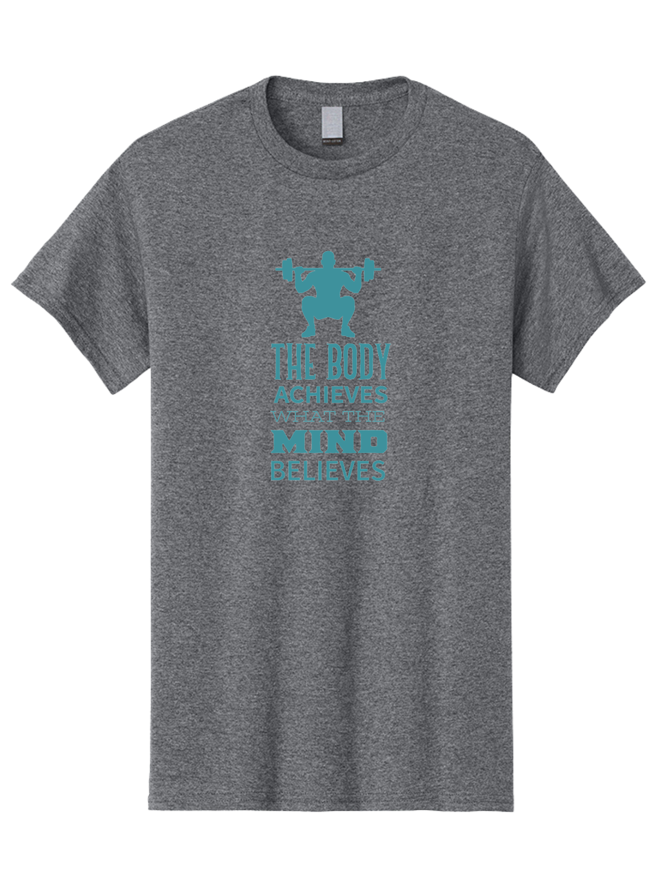 The-Body-Achieves-What-The-Mind-Believes Men'S Graphic Tee, 100% Cotton, Comfortable Casual Summer Wear, Machine Washable, Motivational Quote, Weightlifting, Fitness Inspiration, Bodybuilding, Mental Toughness, Workout Motivation, Gym Quotes, Aad231 13