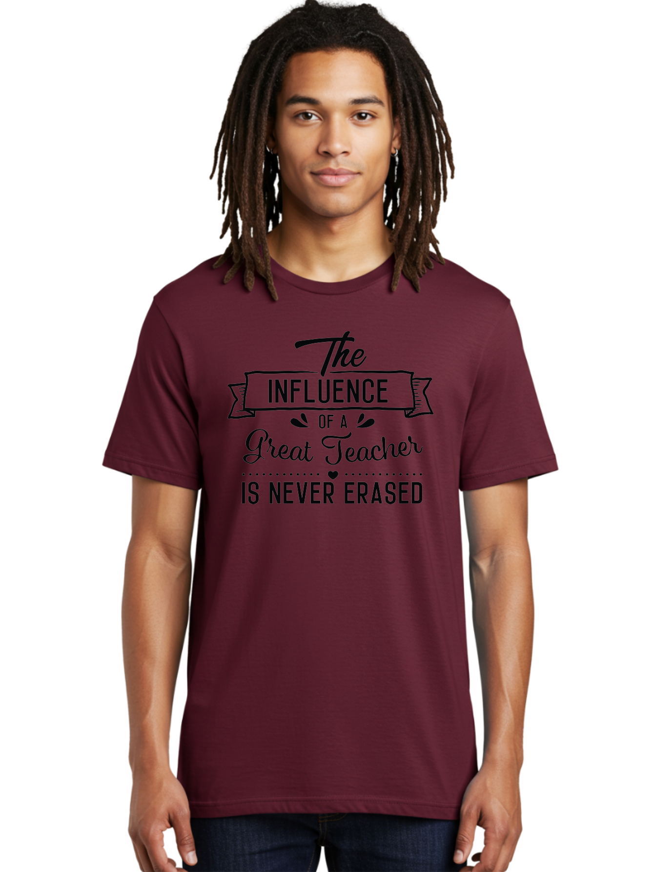 The-Influence-Of-A-Great-Teacher Men'S Graphic Tee, 100% Cotton, Comfortable Casual Summer Wear, Machine Washable, Inspirational Quote, Teacher Appreciation, Educational Motivation, Teaching Influence, Great Teacher, Motivational Phrase, Aad235 22