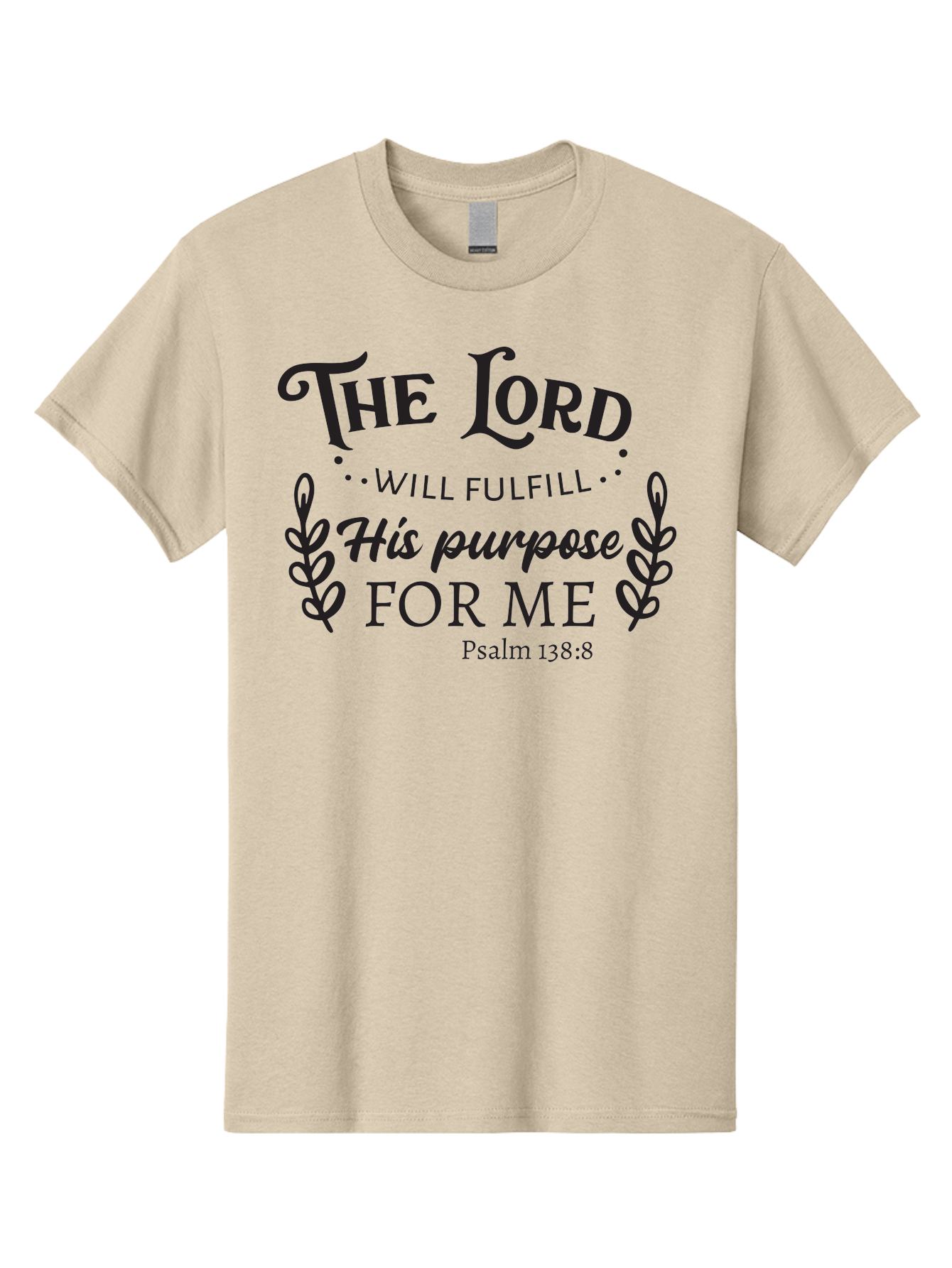 The-Lord-Will-Fulfill-His-Purpose-For-Me Men'S Graphic Tee, 100% Cotton, Comfortable Casual Summer Wear, Machine Washable, Inspirational Quote, Motivational Quote, Bible Verse, Psalm 138:8, Faith-Based Design, Religious Art, Aad236 17