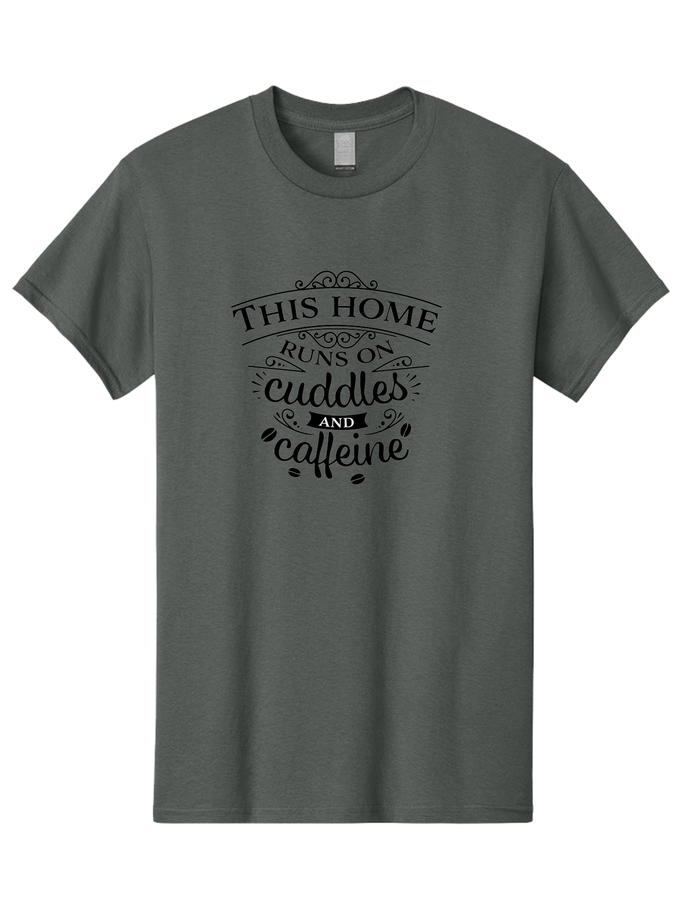 This-Home-Runs-On-Cuddles-And-Caffeine Men'S Graphic Tee, 100% Cotton, Comfortable Casual Summer Wear, Machine Washable, Funny Quote, Cuddles And Caffeine, Home Decor, Humorous Sayings, Coffee Lover Gift, Family Quote, Cozy Home Vibes, Aad244 19