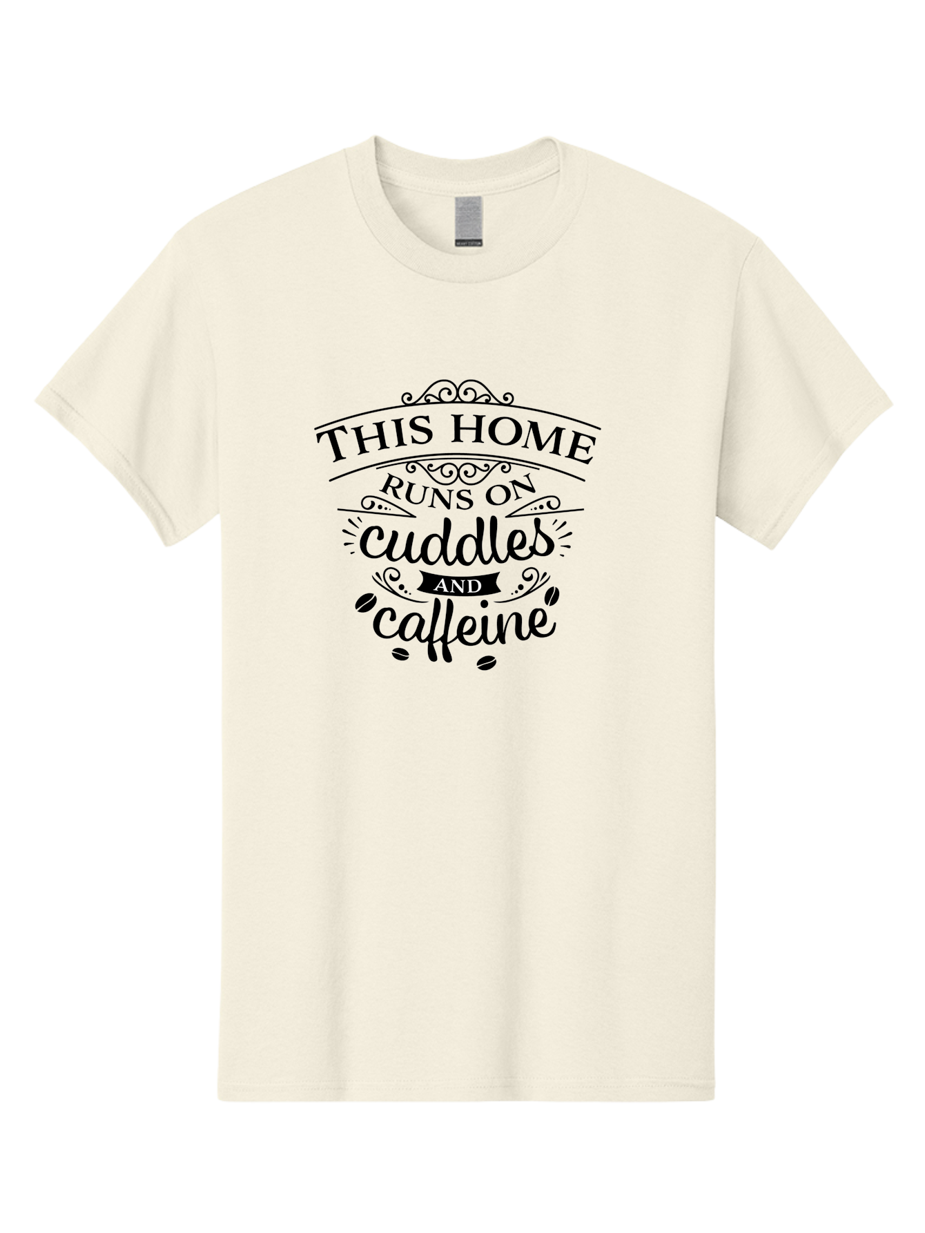 This-Home-Runs-On-Cuddles-And-Caffeine Men'S Graphic Tee, 100% Cotton, Comfortable Casual Summer Wear, Machine Washable, Funny Quote, Cuddles And Caffeine, Home Decor, Humorous Sayings, Coffee Lover Gift, Family Quote, Cozy Home Vibes, Aad244 17