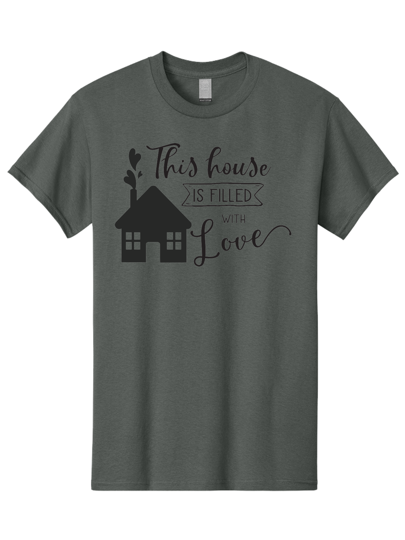 This-House-Is-Filled-With-Love Men'S Graphic Tee, 100% Cotton, Comfortable Casual Summer Wear, Machine Washable, Love-Filled Home, Family Values, Home Sweet Home, Heartwarming Quotes, Cozy Atmosphere, Loving Sentiment, Home Decor Inspiration Aad245 15