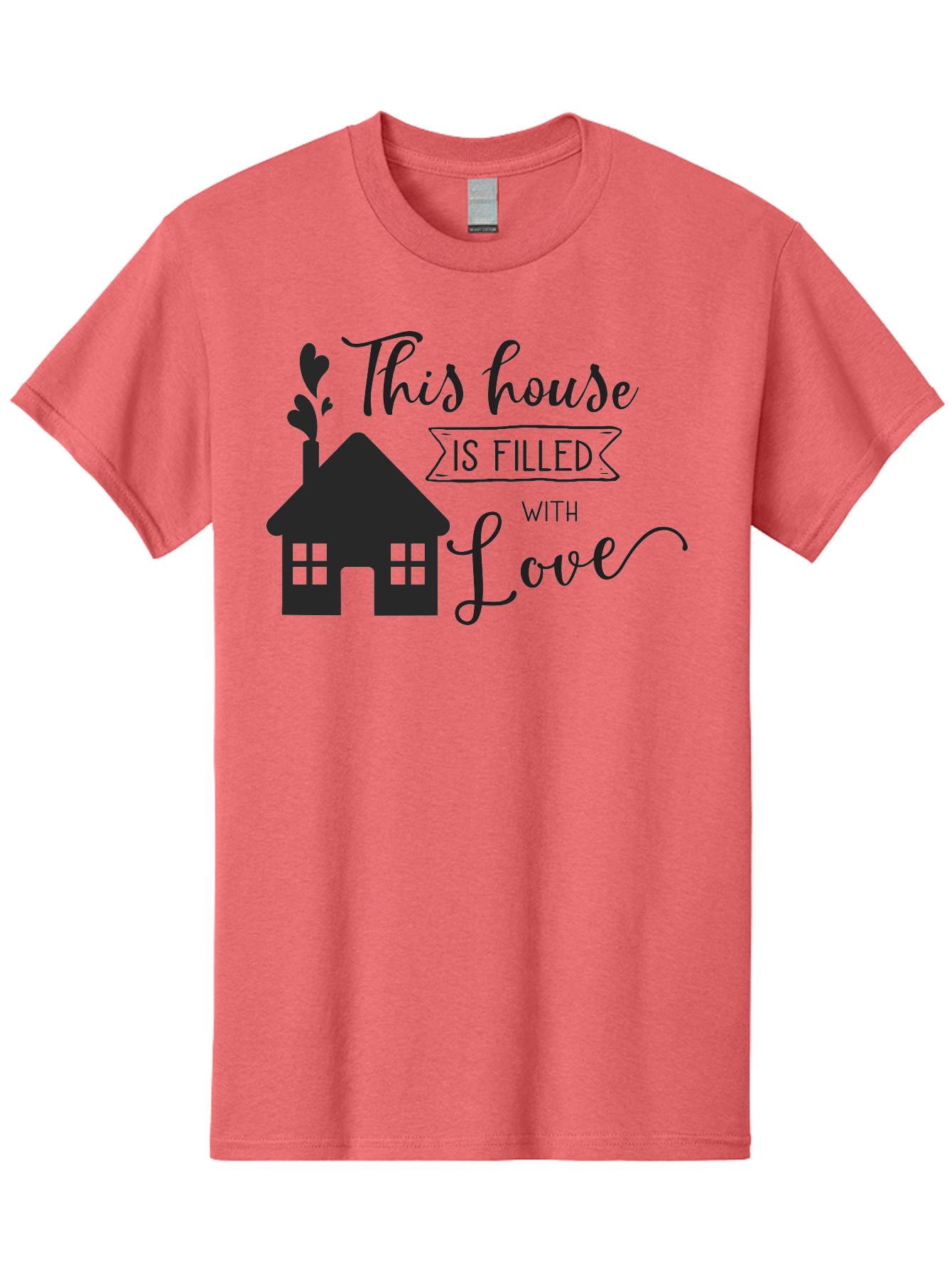 This-House-Is-Filled-With-Love Men'S Graphic Tee, 100% Cotton, Comfortable Casual Summer Wear, Machine Washable, Love-Filled Home, Family Values, Home Sweet Home, Heartwarming Quotes, Cozy Atmosphere, Loving Sentiment, Home Decor Inspiration Aad245 3