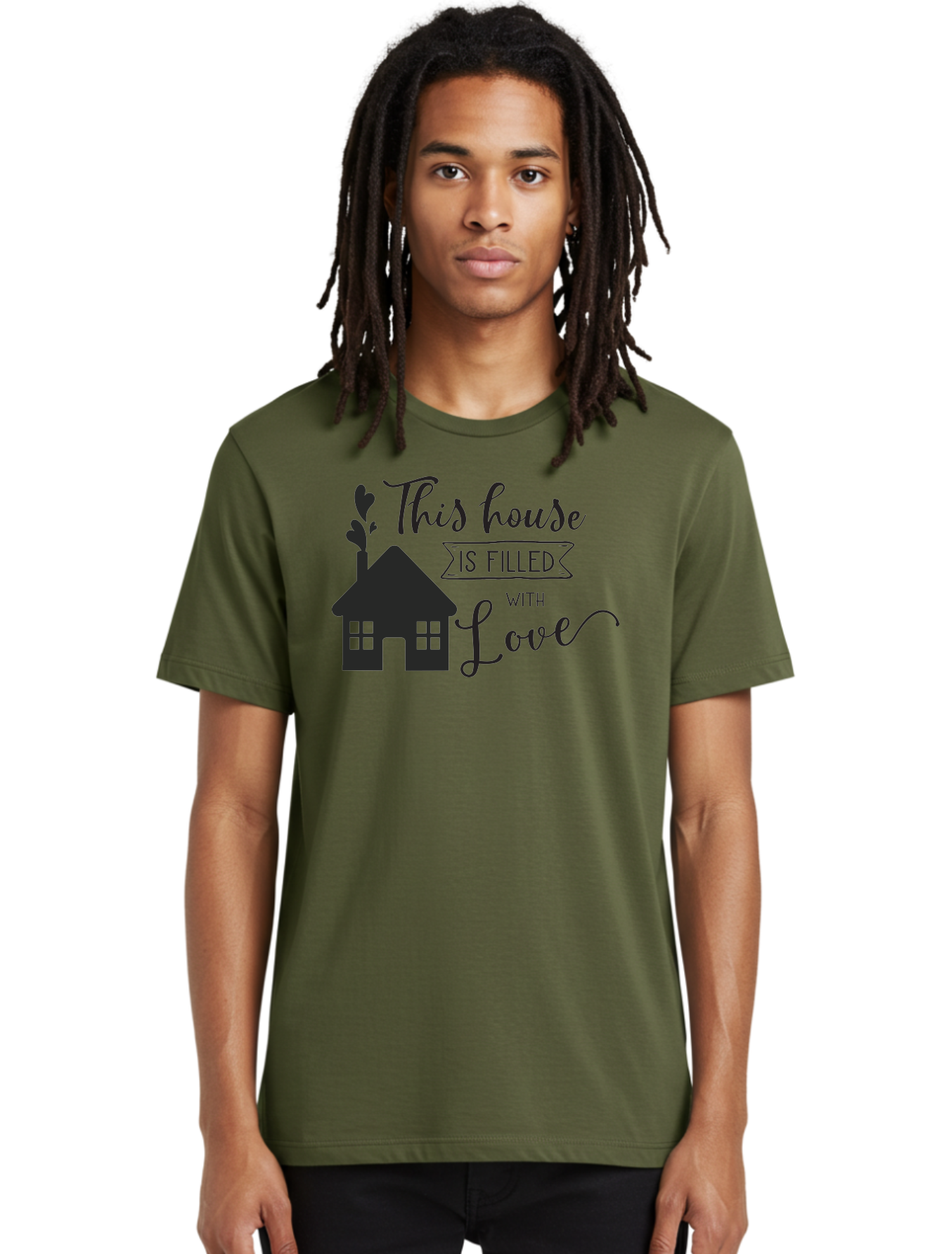 This-House-Is-Filled-With-Love Men'S Graphic Tee, 100% Cotton, Comfortable Casual Summer Wear, Machine Washable, Love-Filled Home, Family Values, Home Sweet Home, Heartwarming Quotes, Cozy Atmosphere, Loving Sentiment, Home Decor Inspiration Aad245 22