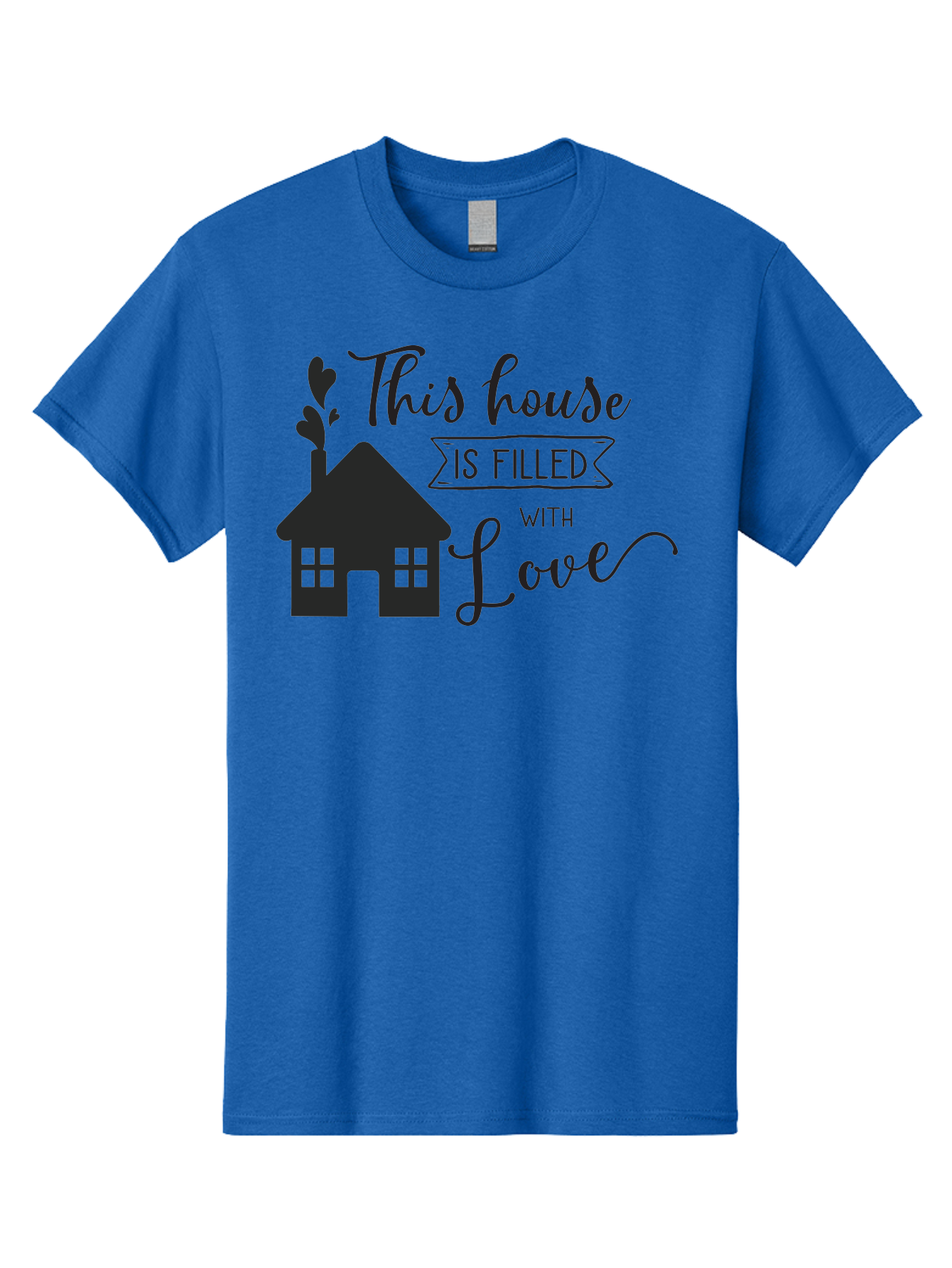 This-House-Is-Filled-With-Love Men'S Graphic Tee, 100% Cotton, Comfortable Casual Summer Wear, Machine Washable, Love-Filled Home, Family Values, Home Sweet Home, Heartwarming Quotes, Cozy Atmosphere, Loving Sentiment, Home Decor Inspiration Aad245 5
