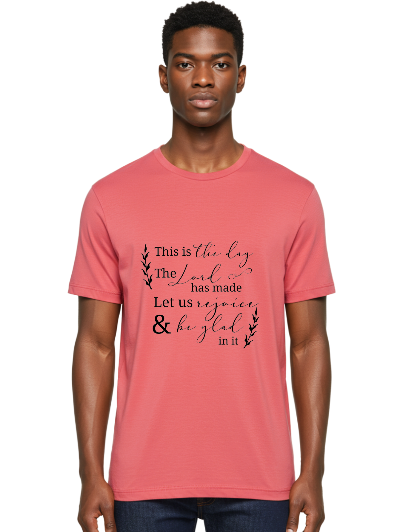 This-Is-The-Day Men'S Graphic Tee, 100% Cotton, Comfortable Casual Summer Wear, Machine Washable, Inspirational Quote, Bible Verse, Rejoice, Glad, Day Of Joy, Positivity, Faith, Scripture, Motivation, Uplifting, Spiritual Growth Aad249 16