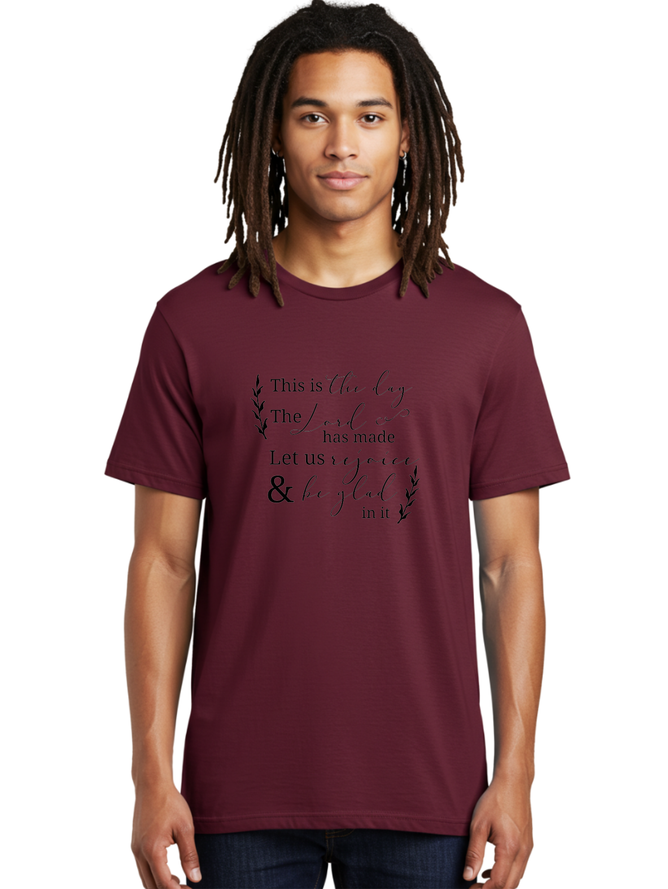 This-Is-The-Day Men'S Graphic Tee, 100% Cotton, Comfortable Casual Summer Wear, Machine Washable, Inspirational Quote, Bible Verse, Rejoice, Glad, Day Of Joy, Positivity, Faith, Scripture, Motivation, Uplifting, Spiritual Growth Aad249 20