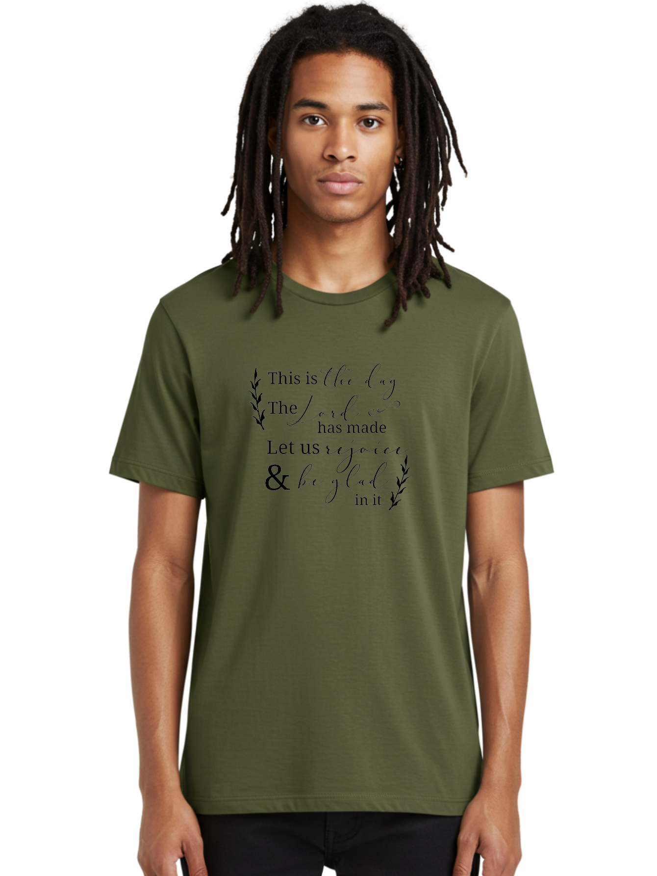 This-Is-The-Day Men'S Graphic Tee, 100% Cotton, Comfortable Casual Summer Wear, Machine Washable, Inspirational Quote, Bible Verse, Rejoice, Glad, Day Of Joy, Positivity, Faith, Scripture, Motivation, Uplifting, Spiritual Growth Aad249 10