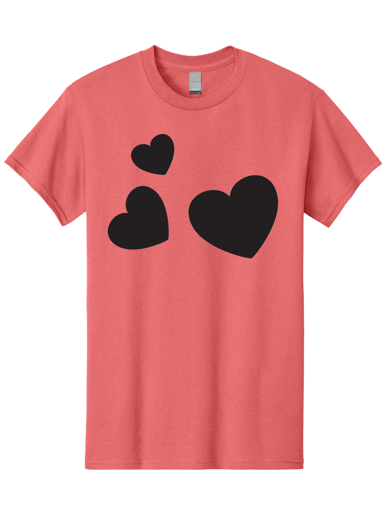 Three-Black-Hearts Men'S Graphic Tee, 100% Cotton, Comfortable Casual Summer Wear, Machine Washable, Love Symbols, Heart Icons, Minimalist Design, Simple Shapes, Black Silhouettes, Romance, Love Hearts, Heart Shapes Aad251 3