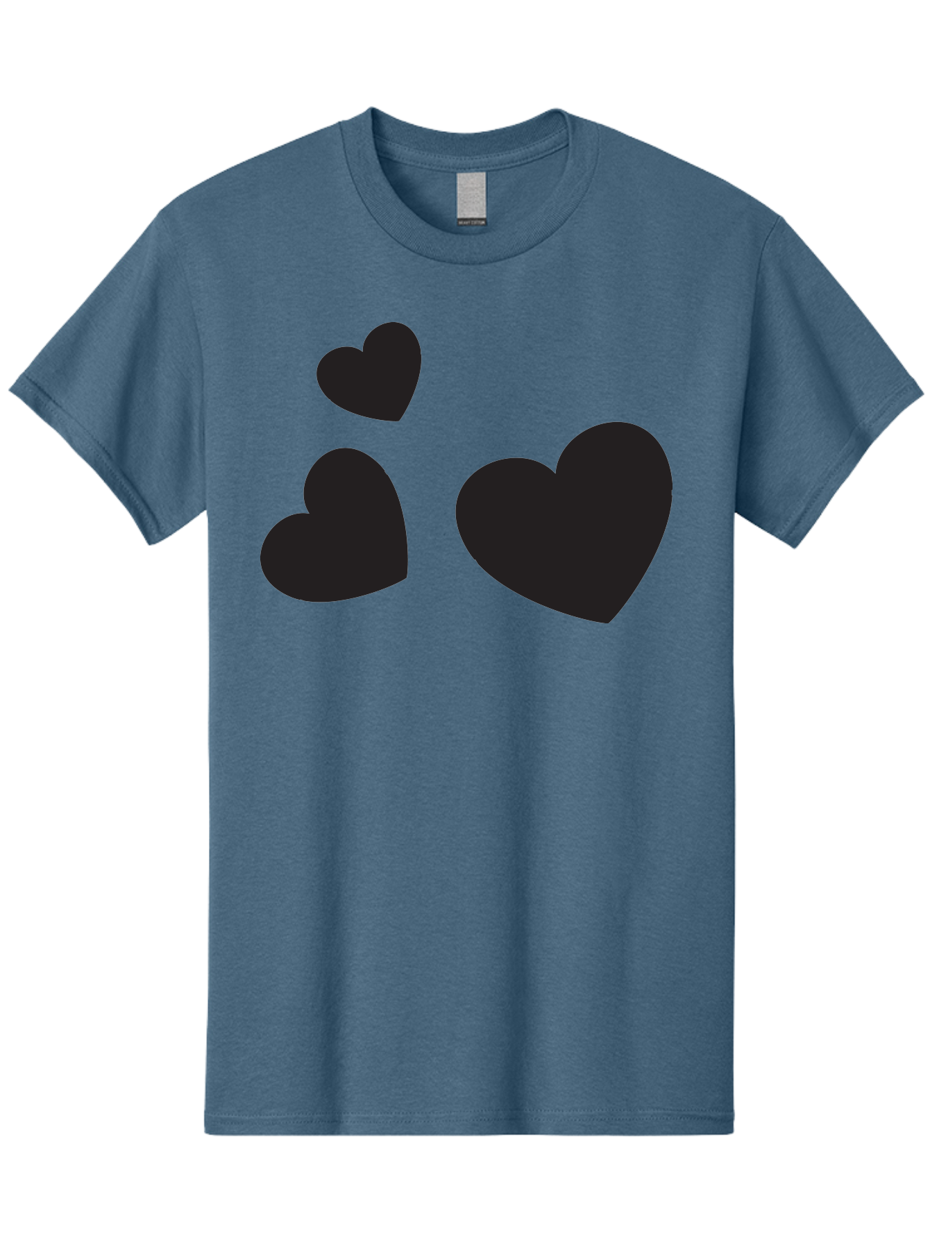 Three-Black-Hearts Men'S Graphic Tee, 100% Cotton, Comfortable Casual Summer Wear, Machine Washable, Love Symbols, Heart Icons, Minimalist Design, Simple Shapes, Black Silhouettes, Romance, Love Hearts, Heart Shapes Aad251 5