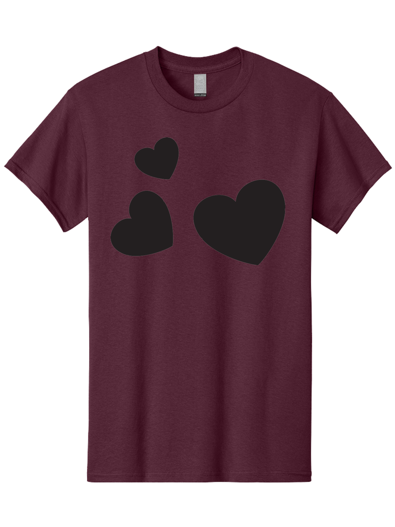 Three-Black-Hearts Men'S Graphic Tee, 100% Cotton, Comfortable Casual Summer Wear, Machine Washable, Love Symbols, Heart Icons, Minimalist Design, Simple Shapes, Black Silhouettes, Romance, Love Hearts, Heart Shapes Aad251 27