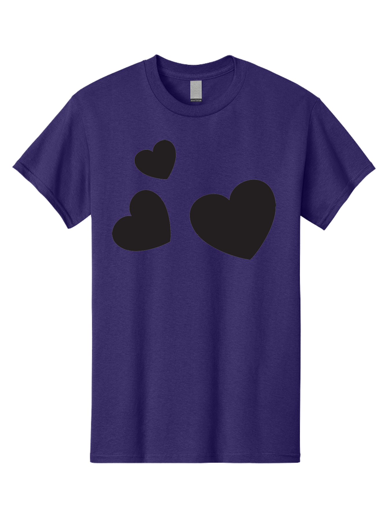 Three-Black-Hearts Men'S Graphic Tee, 100% Cotton, Comfortable Casual Summer Wear, Machine Washable, Love Symbols, Heart Icons, Minimalist Design, Simple Shapes, Black Silhouettes, Romance, Love Hearts, Heart Shapes Aad251 9