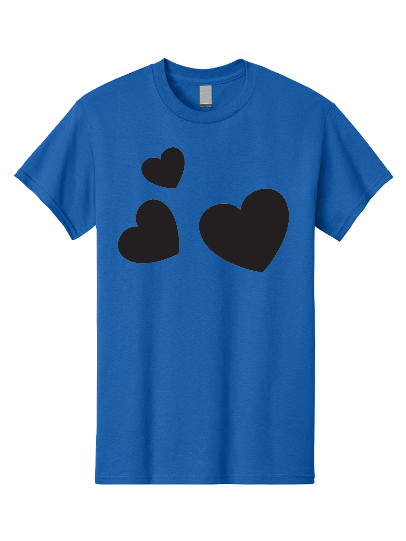 Three-Black-Hearts Men'S Graphic Tee, 100% Cotton, Comfortable Casual Summer Wear, Machine Washable, Love Symbols, Heart Icons, Minimalist Design, Simple Shapes, Black Silhouettes, Romance, Love Hearts, Heart Shapes Aad251 21