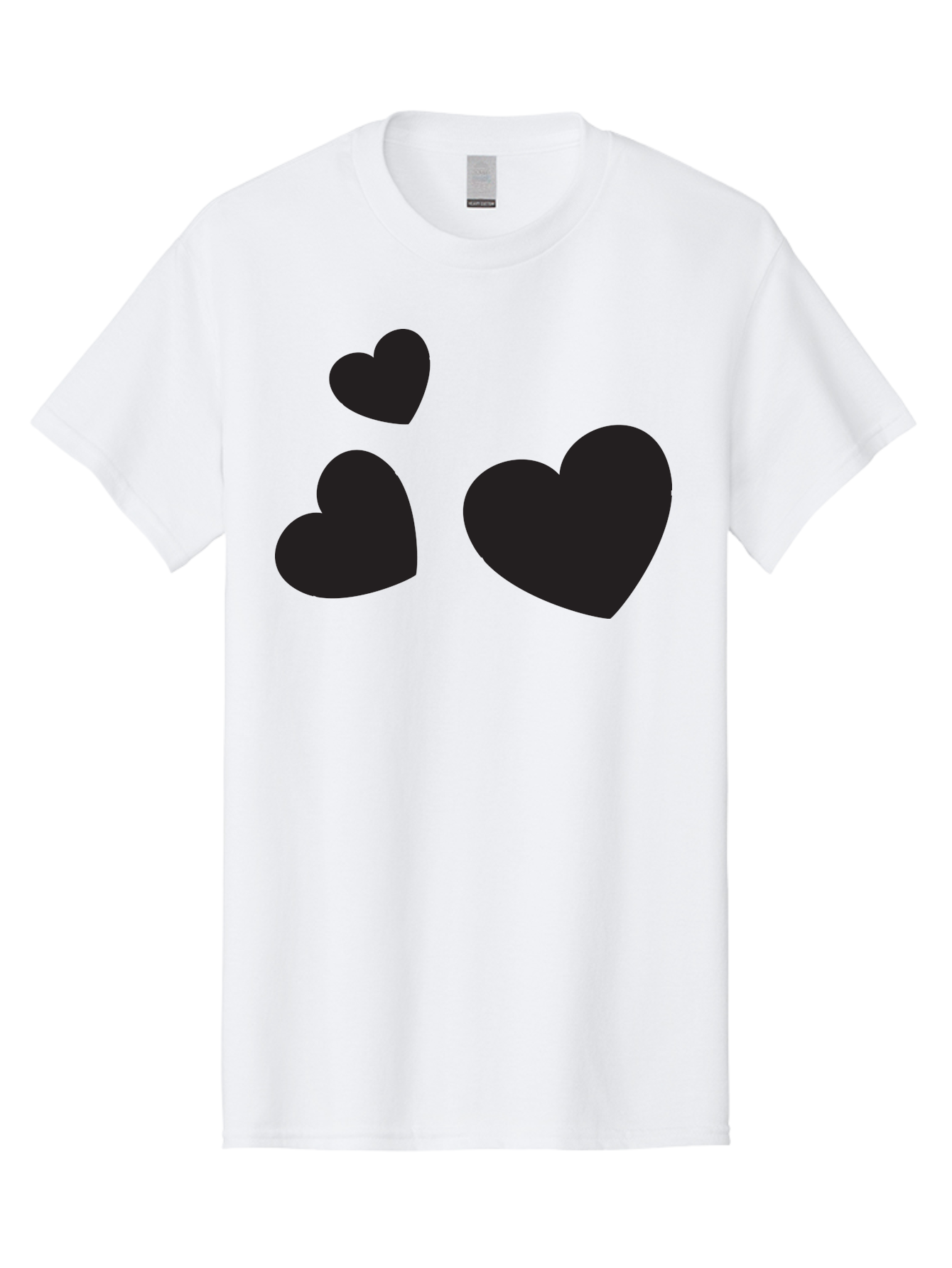 Three-Black-Hearts Men'S Graphic Tee, 100% Cotton, Comfortable Casual Summer Wear, Machine Washable, Love Symbols, Heart Icons, Minimalist Design, Simple Shapes, Black Silhouettes, Romance, Love Hearts, Heart Shapes Aad251 17
