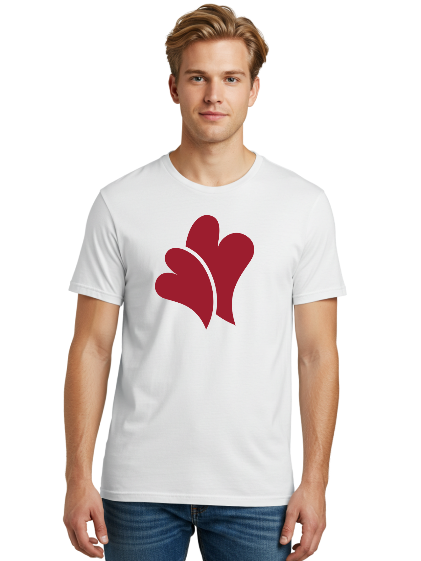 Three-Hearts-1 Men'S Graphic Tee, 100% Cotton, Comfortable Casual Summer Wear, Machine Washable, Three Red Hearts, Love Symbol, Heart Design, Red Color Scheme, Minimalist Art, Simple Shapes, Heart Illustration, Abstract Hearts, Symbol Of Love, Aad252 18