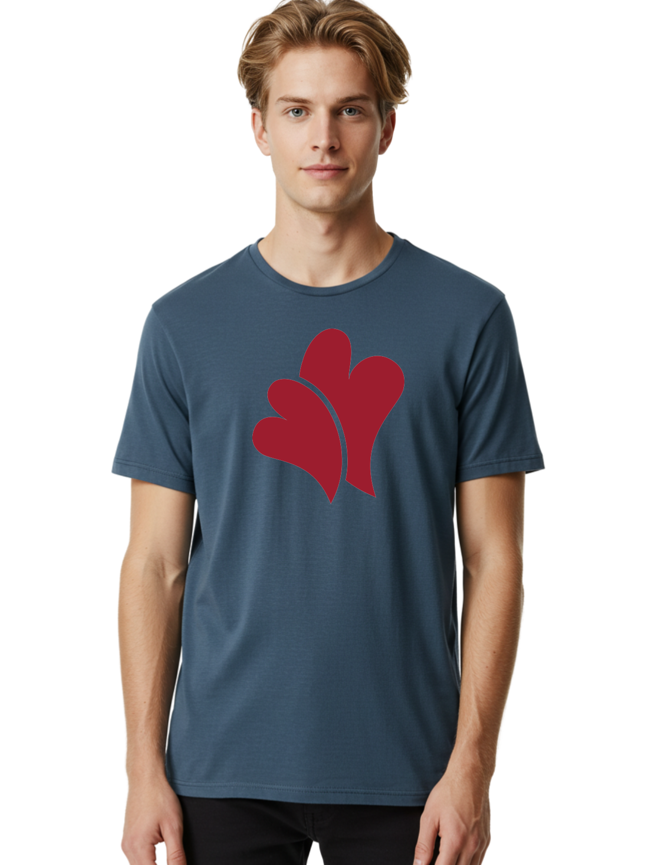 Three-Hearts Men'S Graphic Tee, 100% Cotton, Comfortable Casual Summer Wear, Machine Washable, Three Red Hearts, Crimson Love Symbols, Symbolic Love, Heart-Shaped Graphics, Romantic Icons, Red Heart Illustrations Aad253 22