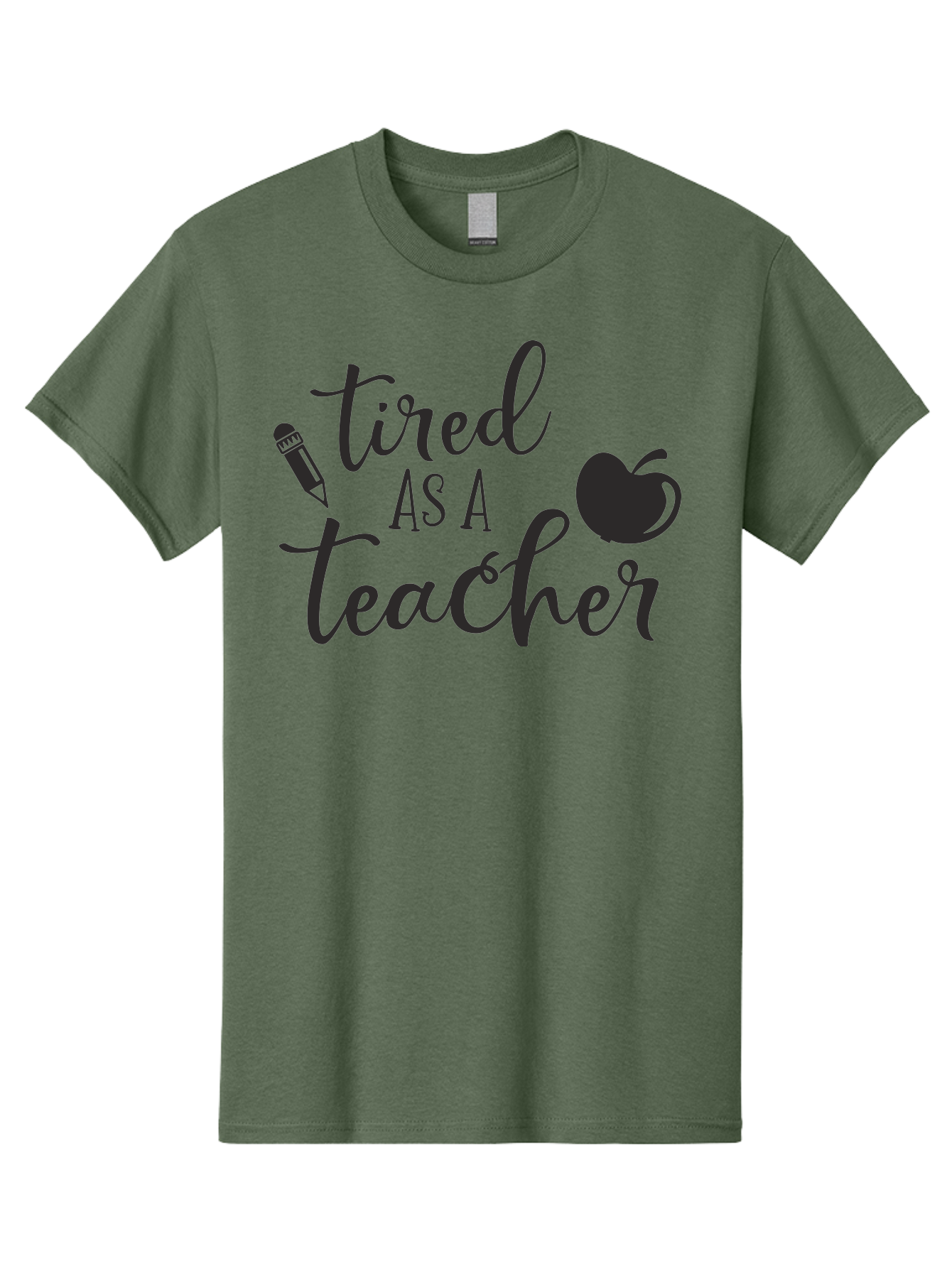 Tired-As-A-Teacher Men'S Graphic Tee, 100% Cotton, Comfortable Casual Summer Wear, Machine Washable, Tired As A Teacher, Teacher Quote, Funny Teacher Quote, Teacher Humor, Teacher Quotes, Apple, Pencil, Teacher Life Aad259 3