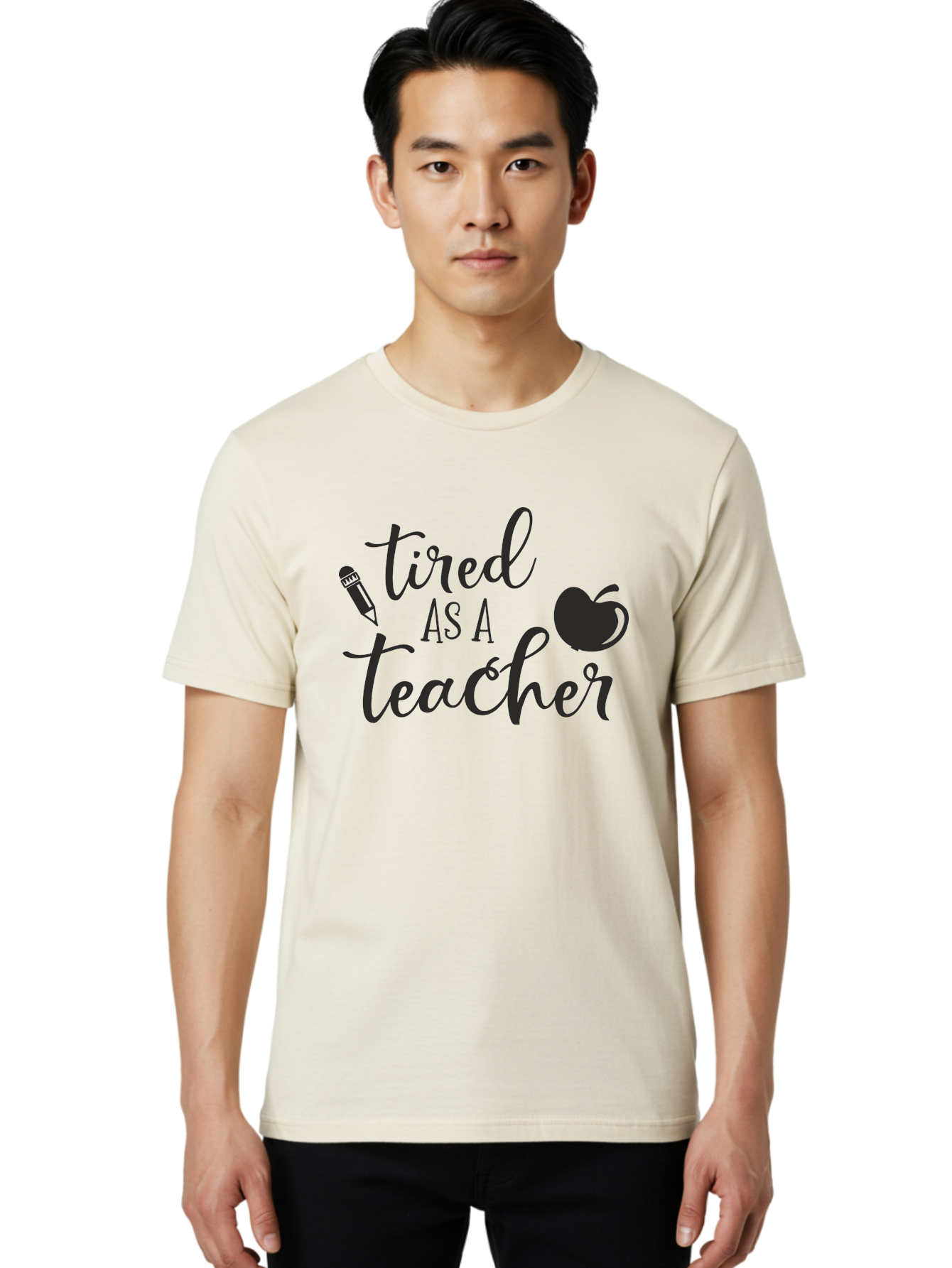 Tired-As-A-Teacher Men'S Graphic Tee, 100% Cotton, Comfortable Casual Summer Wear, Machine Washable, Tired As A Teacher, Teacher Quote, Funny Teacher Quote, Teacher Humor, Teacher Quotes, Apple, Pencil, Teacher Life Aad259 20