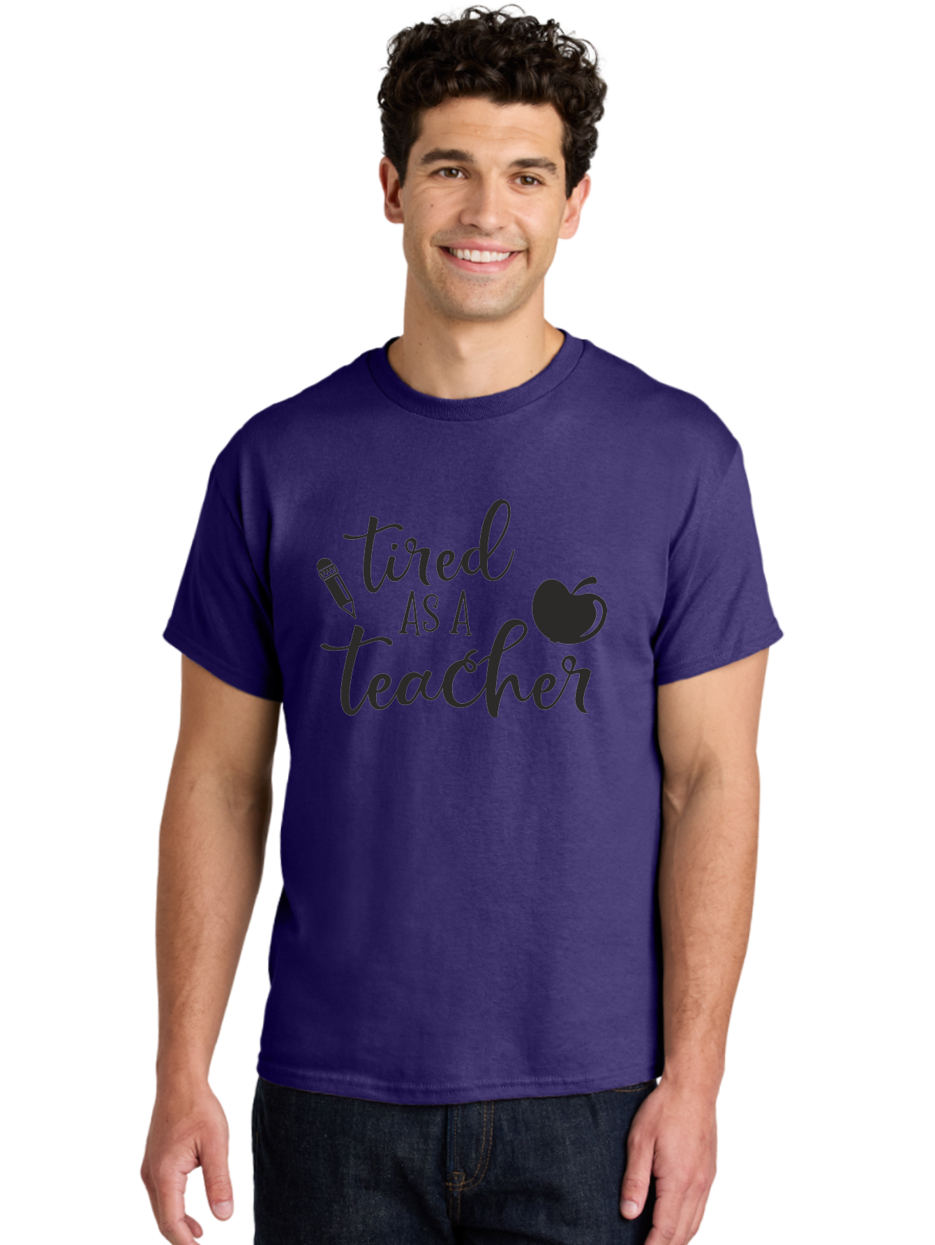Tired-As-A-Teacher Men'S Graphic Tee, 100% Cotton, Comfortable Casual Summer Wear, Machine Washable, Tired As A Teacher, Teacher Quote, Funny Teacher Quote, Teacher Humor, Teacher Quotes, Apple, Pencil, Teacher Life Aad259 22