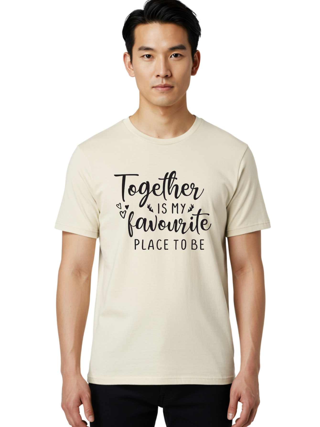 Together-Is-My-Favourite-Place-To-Be Men'S Graphic Tee, 100% Cotton, Comfortable Casual Summer Wear, Machine Washable, Together Forever, Love Quotes, Couple Goals, Romantic Quotes, Heartwarming Phrases, Togetherness, Relationship Quotes, Aad265 2