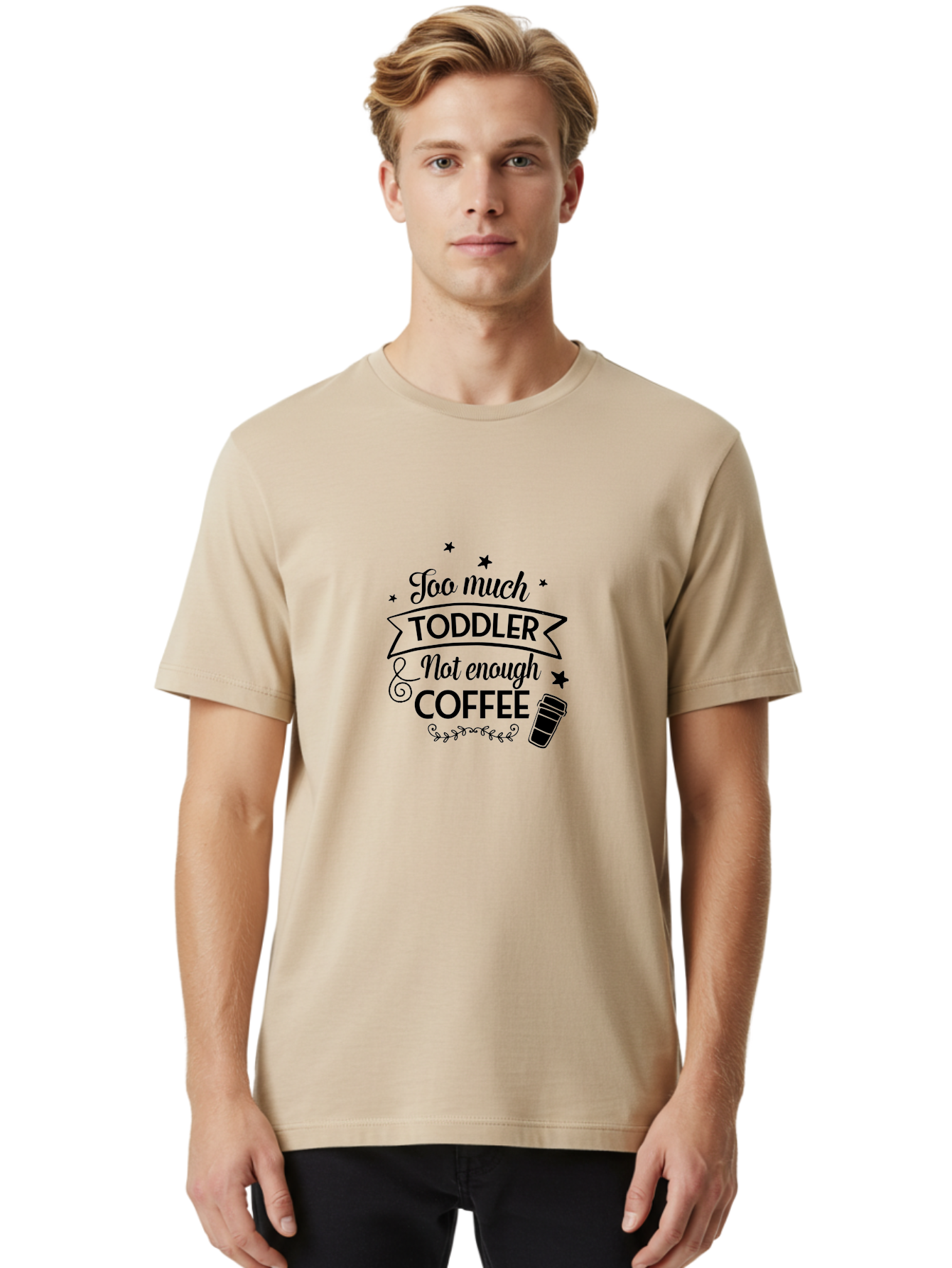 Too-Much-Toddler-Not-Enough-Coffee Men'S Graphic Tee, 100% Cotton, Comfortable Casual Summer Wear, Machine Washable, Funny Quote, Parenting Humor, Coffee Lover, Toddler Life, Mom Quote, Coffee Cup, Playful Design, Parenting Struggles, Aad267 10
