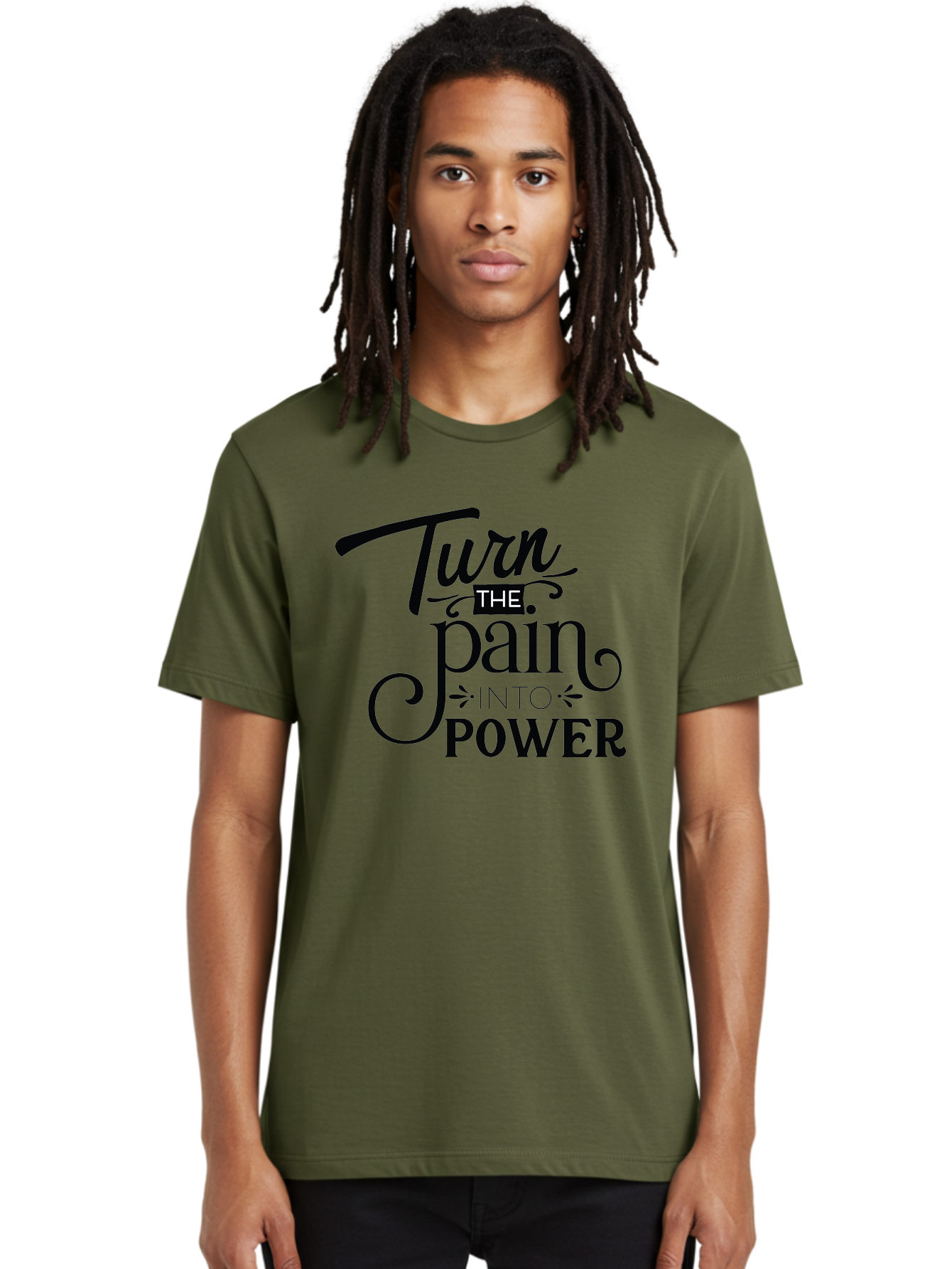 Turn-The-Pain-Into-Power Men'S Graphic Tee, 100% Cotton, Comfortable Casual Summer Wear, Machine Washable, Motivational Quote, Inspirational Phrase, Overcoming Adversity, Inner Strength, Personal Growth, Empowerment, Mental Toughness, Aad274 24