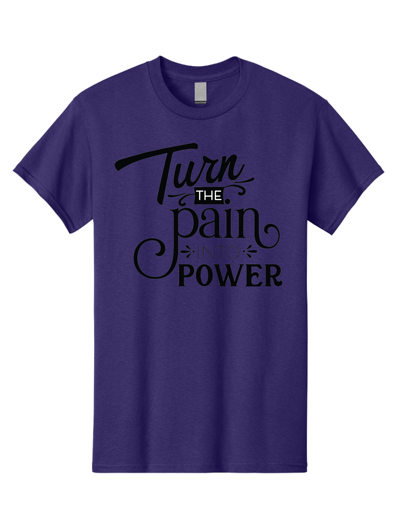 Turn-The-Pain-Into-Power Men'S Graphic Tee, 100% Cotton, Comfortable Casual Summer Wear, Machine Washable, Motivational Quote, Inspirational Phrase, Overcoming Adversity, Inner Strength, Personal Growth, Empowerment, Mental Toughness, Aad274 5