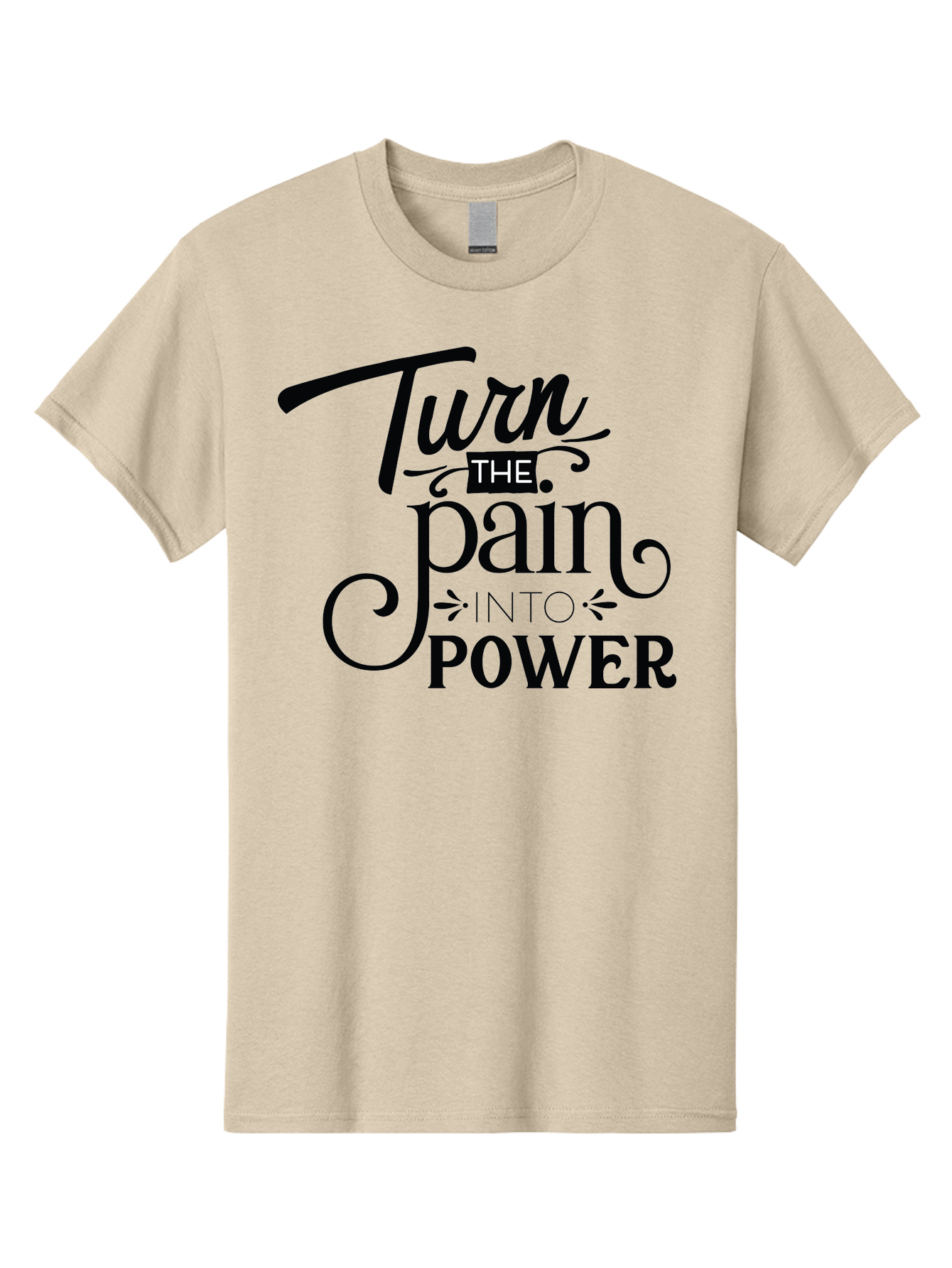 Turn-The-Pain-Into-Power Men'S Graphic Tee, 100% Cotton, Comfortable Casual Summer Wear, Machine Washable, Motivational Quote, Inspirational Phrase, Overcoming Adversity, Inner Strength, Personal Growth, Empowerment, Mental Toughness, Aad274 7