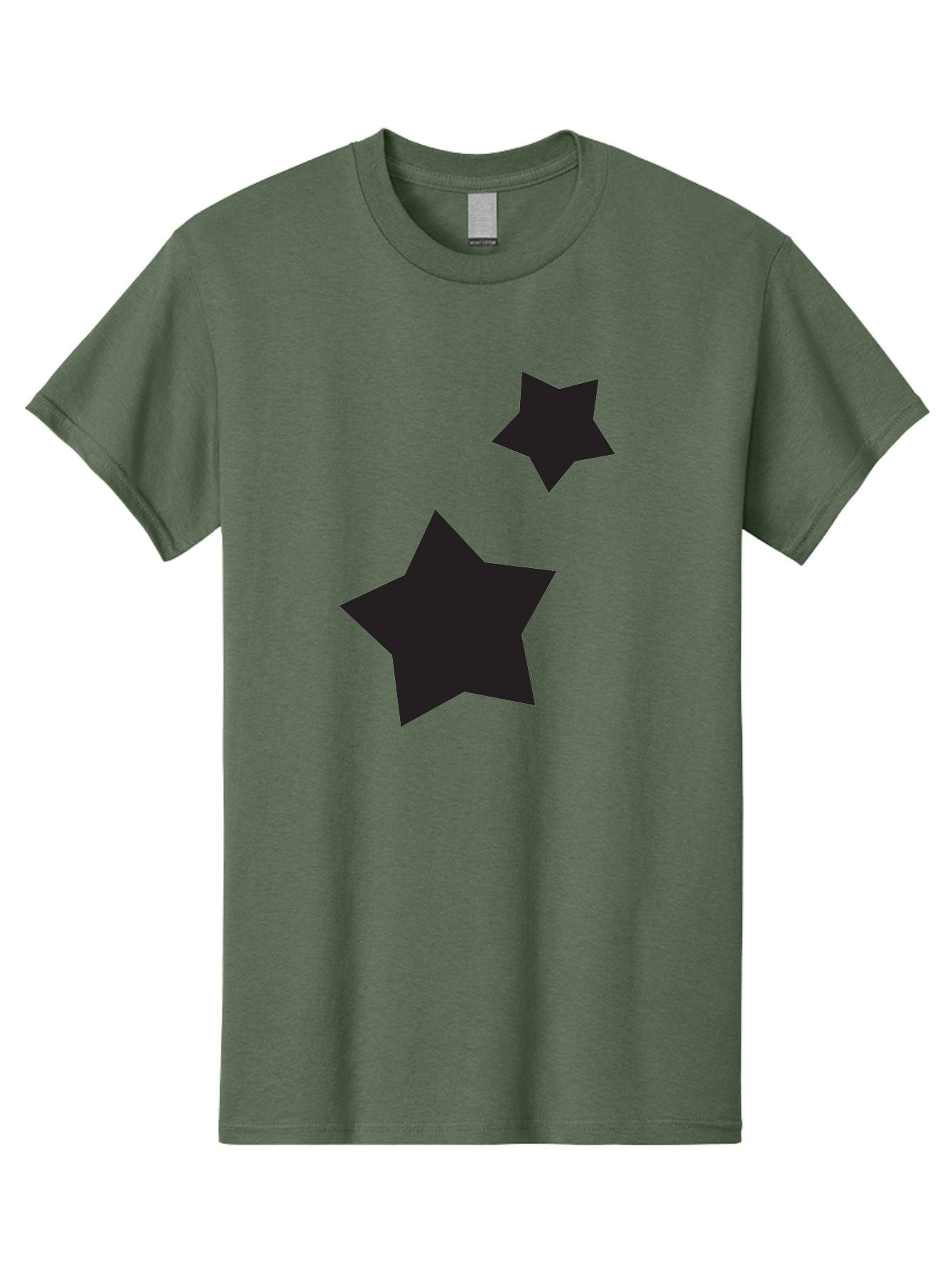 Two-Black-Stars Men'S Graphic Tee, 100% Cotton, Comfortable Casual Summer Wear, Machine Washable, Star Silhouettes, Black Stars, Simple Shapes, Minimalist Design, Abstract Art, Celestial Theme, Graphic Elements, Creative Design Aad275 1