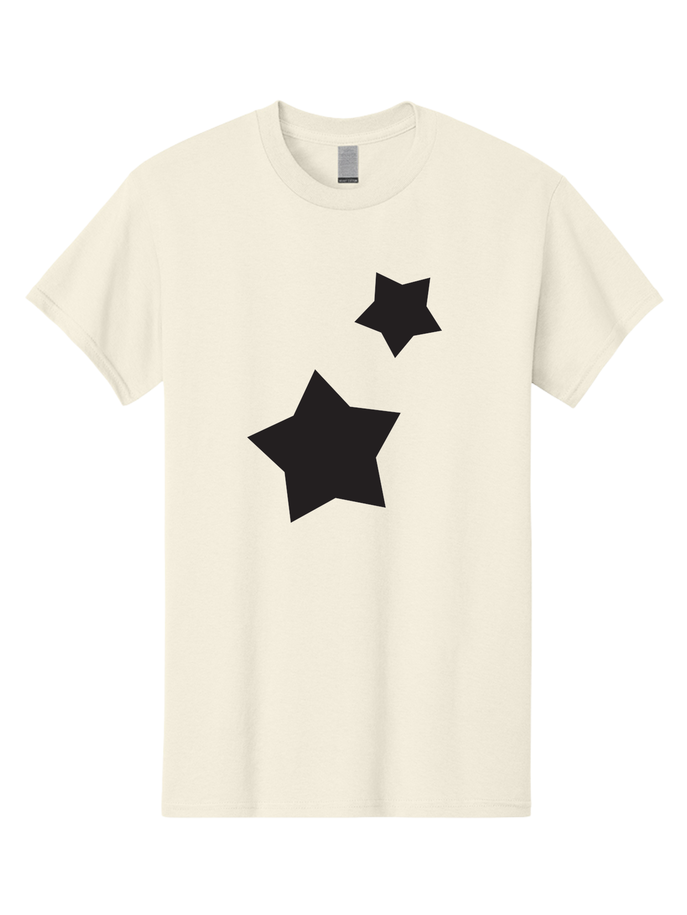 Two-Black-Stars Men'S Graphic Tee, 100% Cotton, Comfortable Casual Summer Wear, Machine Washable, Star Silhouettes, Black Stars, Simple Shapes, Minimalist Design, Abstract Art, Celestial Theme, Graphic Elements, Creative Design Aad275 27