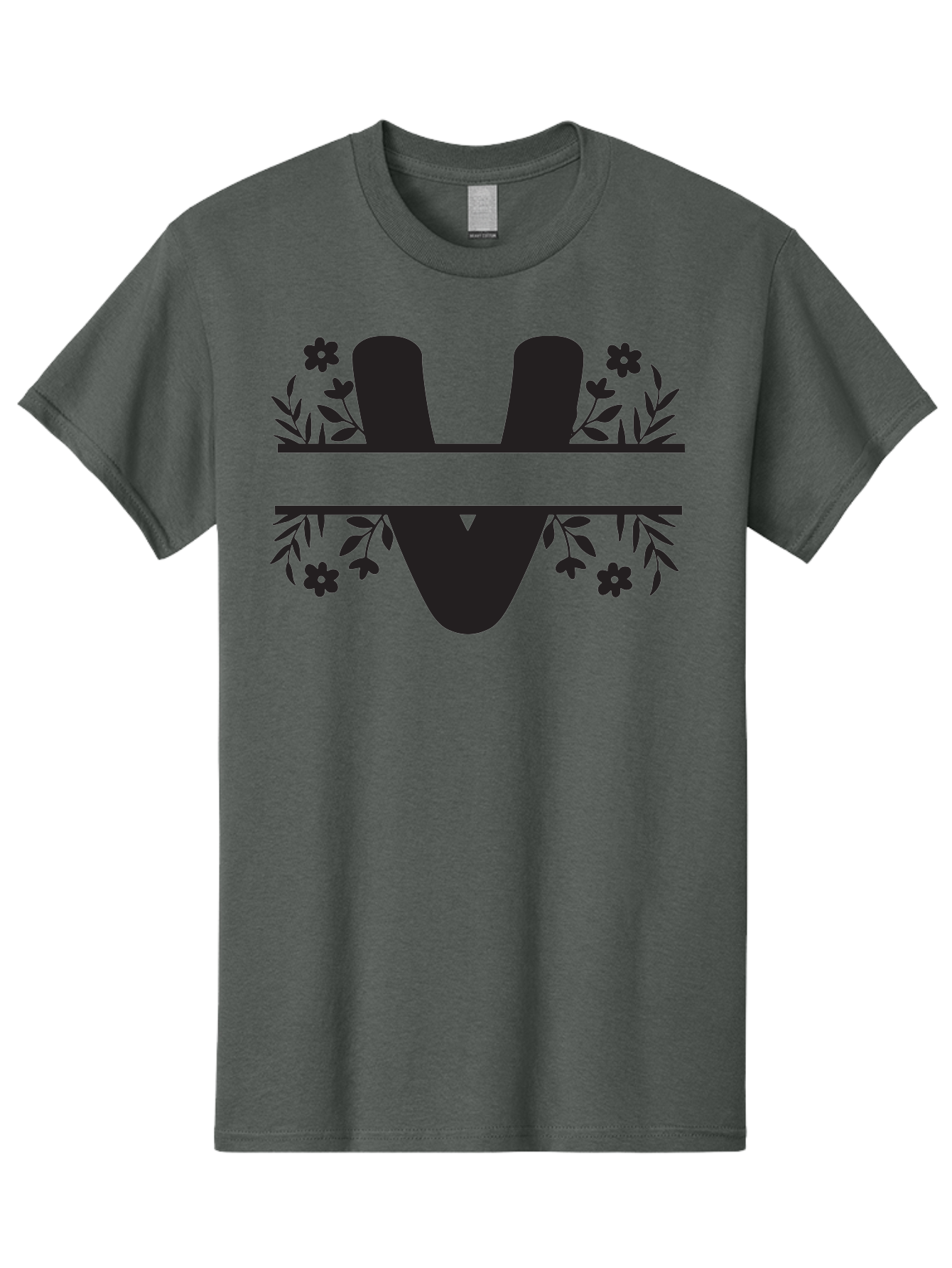 W-1 Men'S Graphic Tee, 100% Cotton, Comfortable Casual Summer Wear, Machine Washable, Stylish Letter W, Floral Design, Black Silhouette, Decorative Flowers, Minimalist Art, Elegant Typography, Modern Graphic Design Aad281 3
