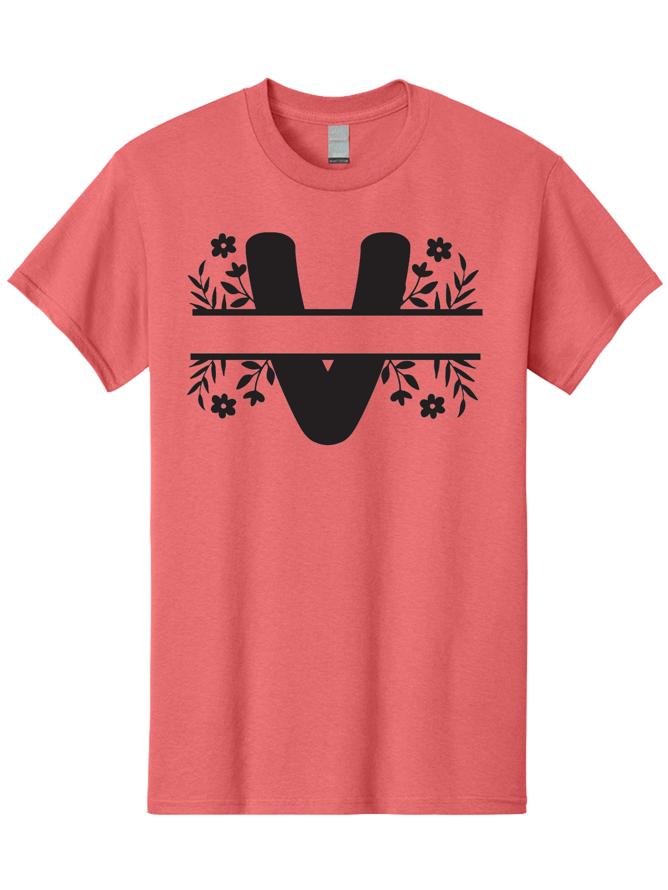 W-1 Men'S Graphic Tee, 100% Cotton, Comfortable Casual Summer Wear, Machine Washable, Stylish Letter W, Floral Design, Black Silhouette, Decorative Flowers, Minimalist Art, Elegant Typography, Modern Graphic Design Aad281 7