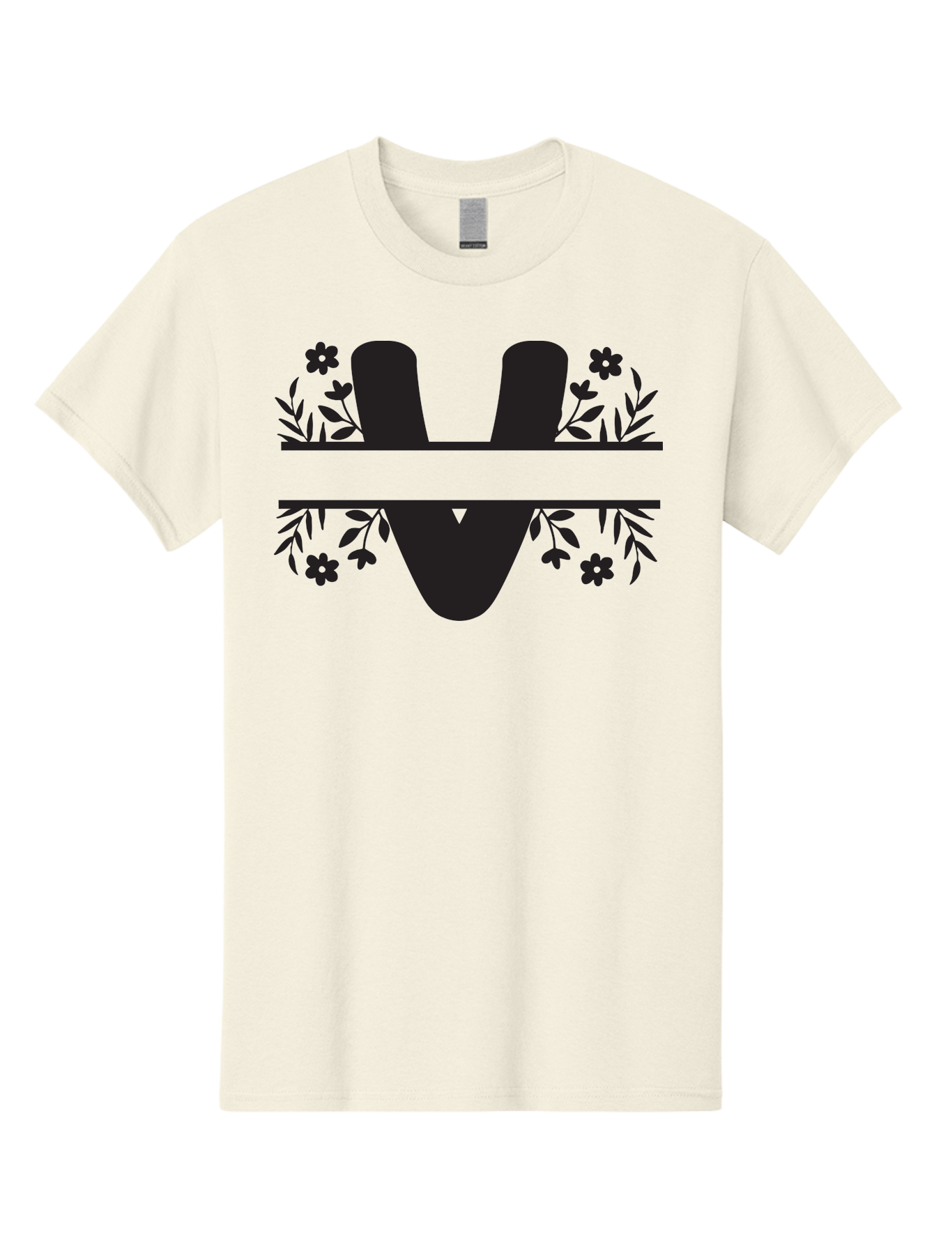 W-1 Men'S Graphic Tee, 100% Cotton, Comfortable Casual Summer Wear, Machine Washable, Stylish Letter W, Floral Design, Black Silhouette, Decorative Flowers, Minimalist Art, Elegant Typography, Modern Graphic Design Aad281 21