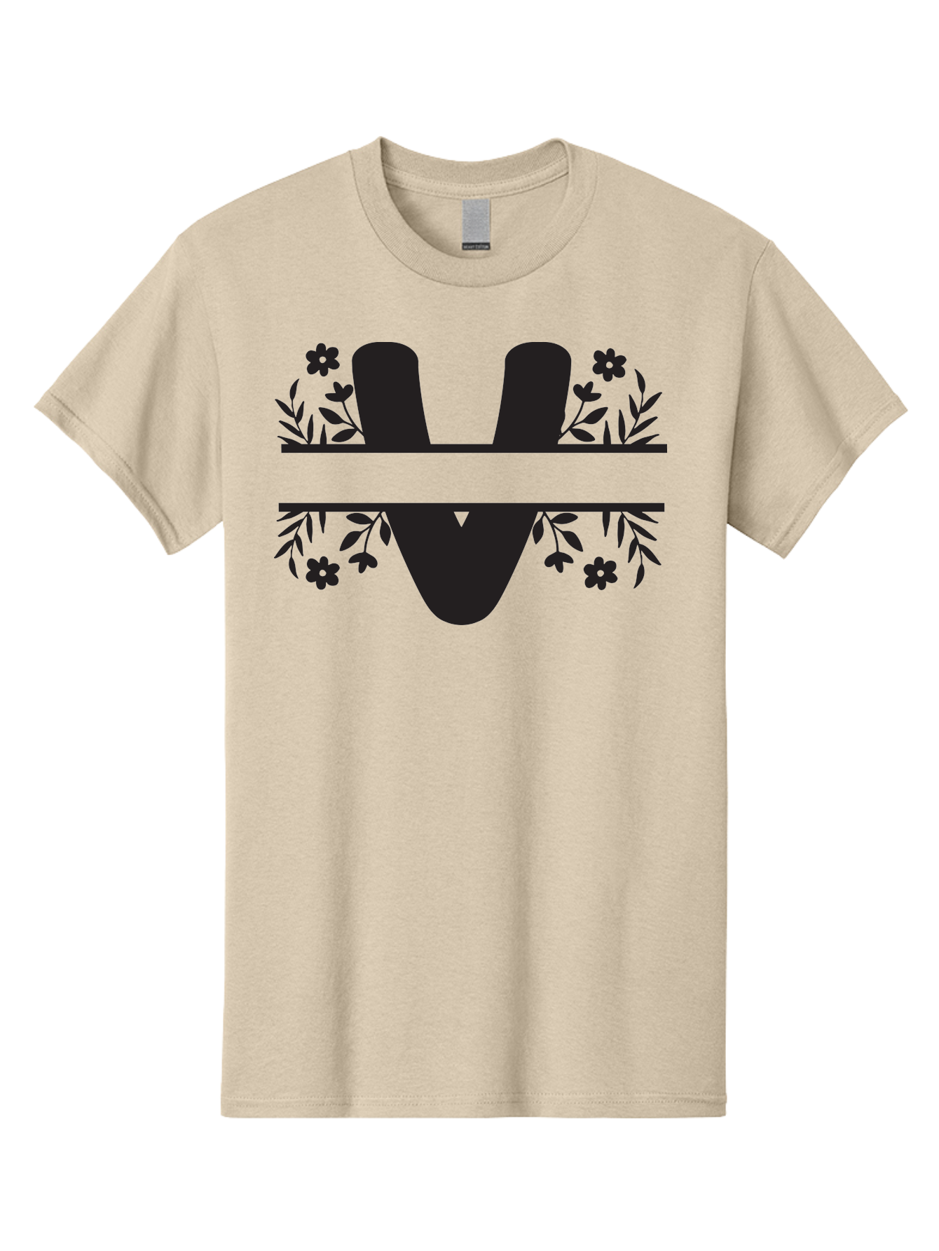 W-1 Men'S Graphic Tee, 100% Cotton, Comfortable Casual Summer Wear, Machine Washable, Stylish Letter W, Floral Design, Black Silhouette, Decorative Flowers, Minimalist Art, Elegant Typography, Modern Graphic Design Aad281 23