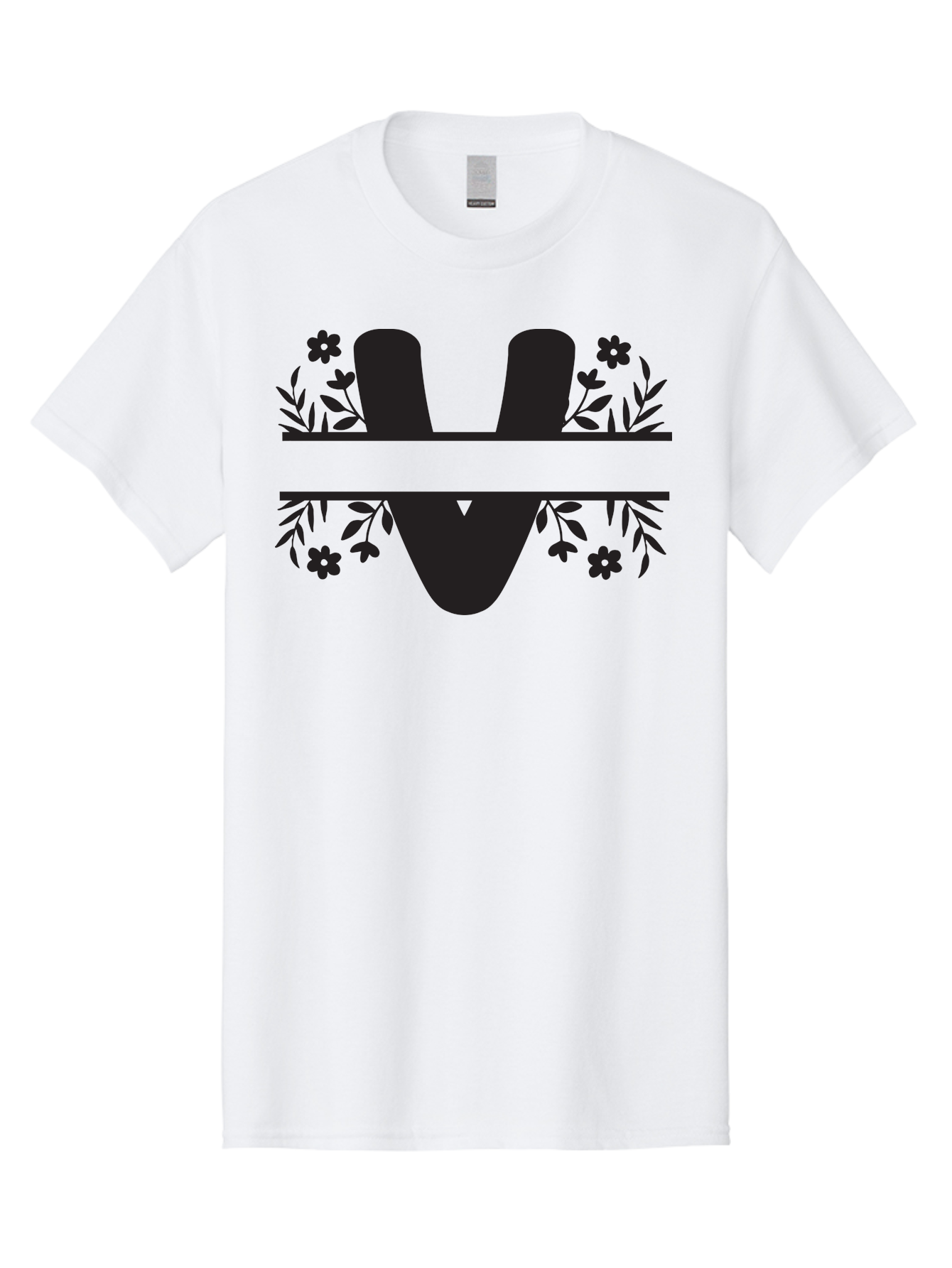 W-1 Men'S Graphic Tee, 100% Cotton, Comfortable Casual Summer Wear, Machine Washable, Stylish Letter W, Floral Design, Black Silhouette, Decorative Flowers, Minimalist Art, Elegant Typography, Modern Graphic Design Aad281 13