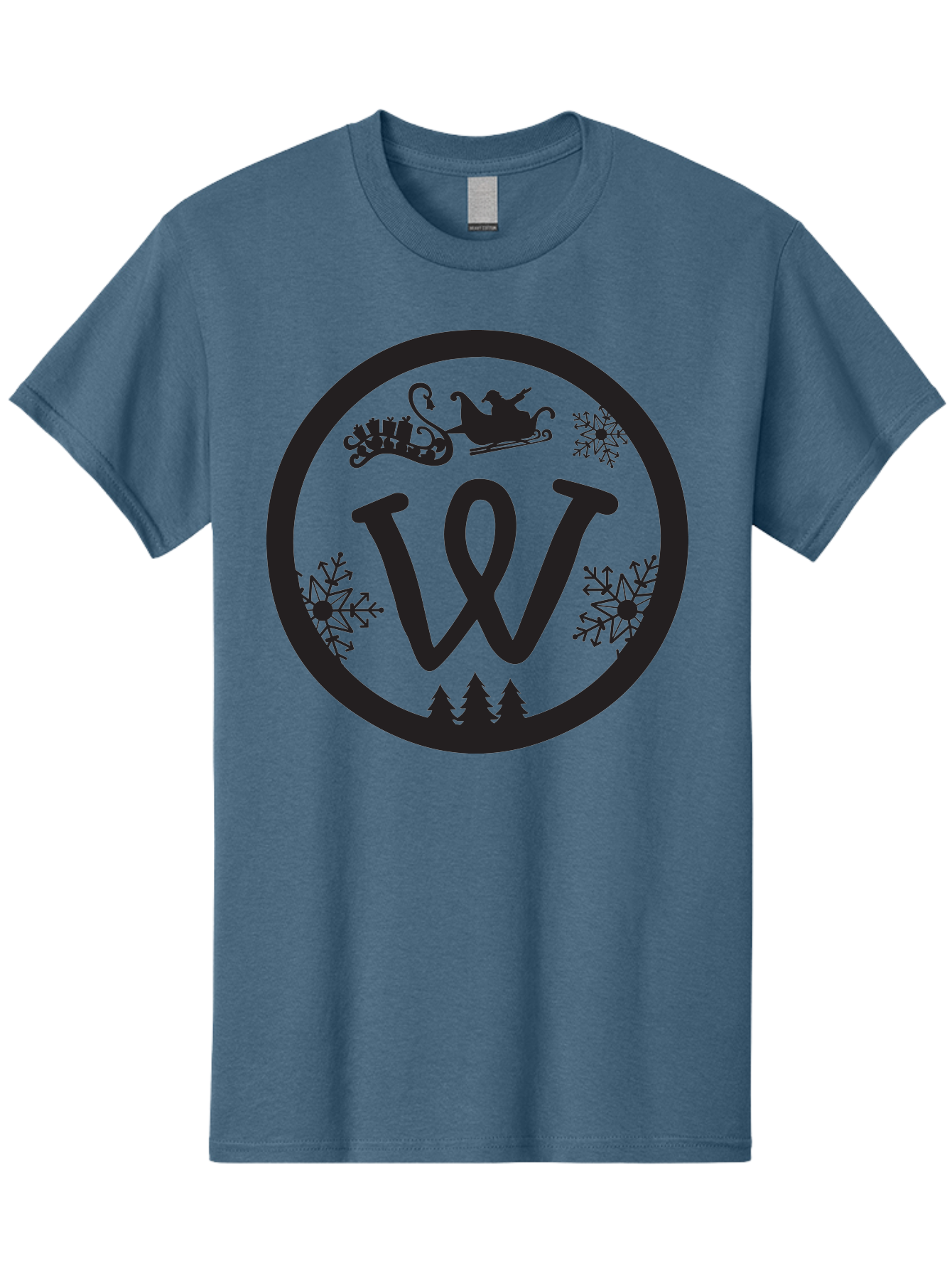 W Men'S Graphic Tee, 100% Cotton, Comfortable Casual Summer Wear, Machine Washable, Christmas Logo, Snowflakes, Christmas Trees, Santa Sleigh, Festive Design, Winter Wonderland, Holiday Graphics, Black And Green Theme Aad284 13