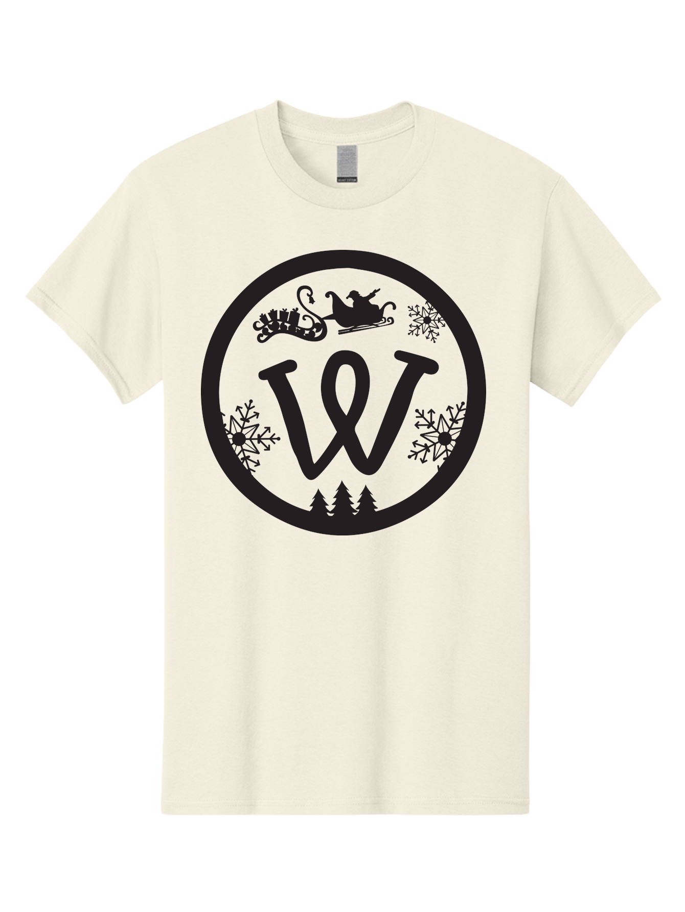 W Men'S Graphic Tee, 100% Cotton, Comfortable Casual Summer Wear, Machine Washable, Christmas Logo, Snowflakes, Christmas Trees, Santa Sleigh, Festive Design, Winter Wonderland, Holiday Graphics, Black And Green Theme Aad284 17