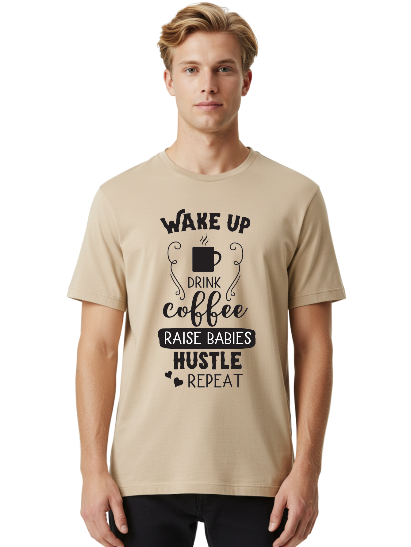 Wake-Up-Drink-Coffee Men'S Graphic Tee, 100% Cotton, Comfortable Casual Summer Wear, Machine Washable, Coffee Quote, Morning Motivation, Parenting Humor, Daily Grind, Coffee Lover, Hustle Culture, Mom Life, Funny Quote, Inspirational Quote Aad285 30