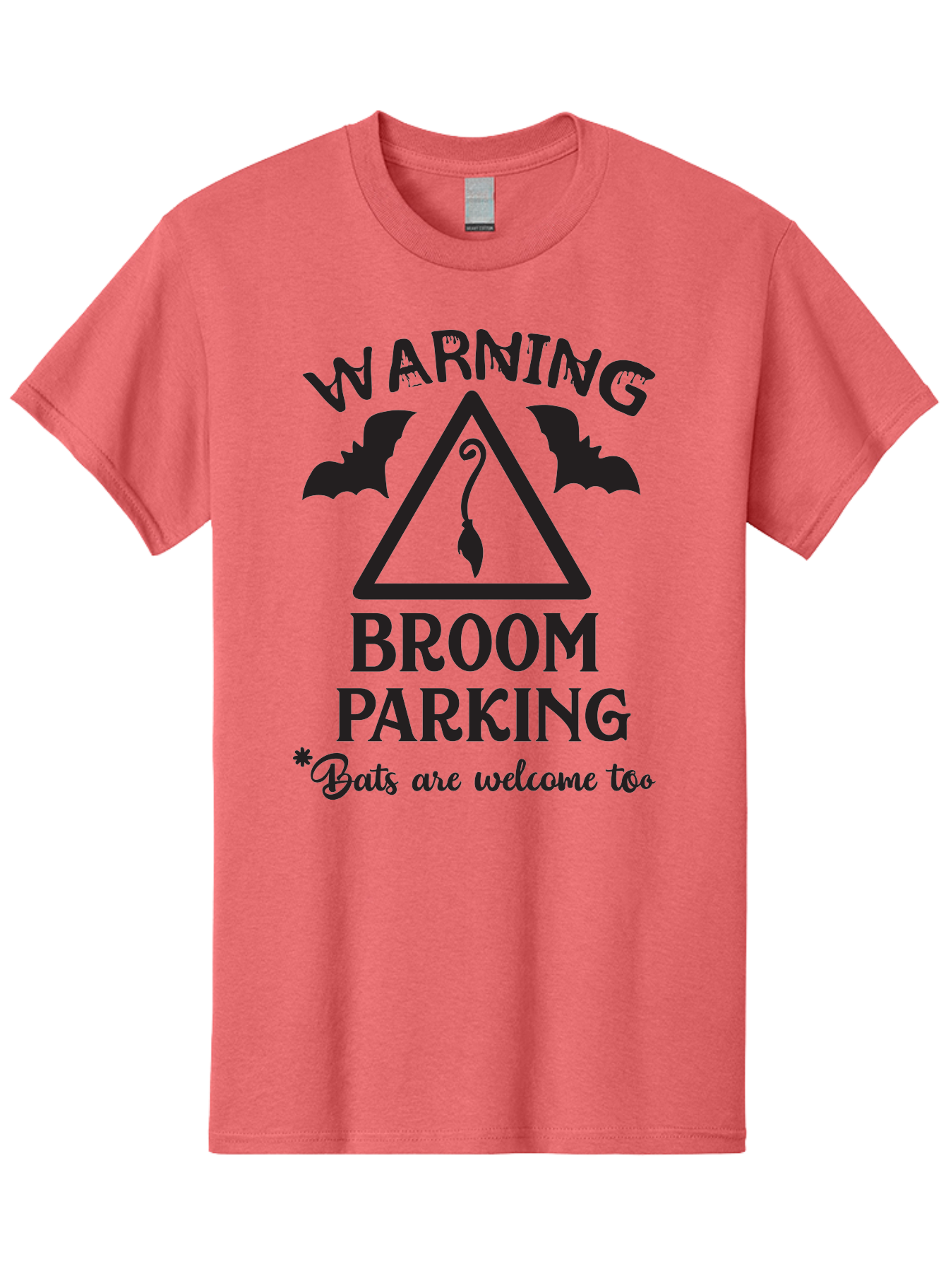 Warning-Broom-Parking Men'S Graphic Tee, 100% Cotton, Comfortable Casual Summer Wear, Machine Washable, Halloween Warning Sign, Broom Parking, Bats Are Welcome, Spooky Decor, Witchy Vibes, Halloween Decorations, Funny Halloween Signs Aad286 13