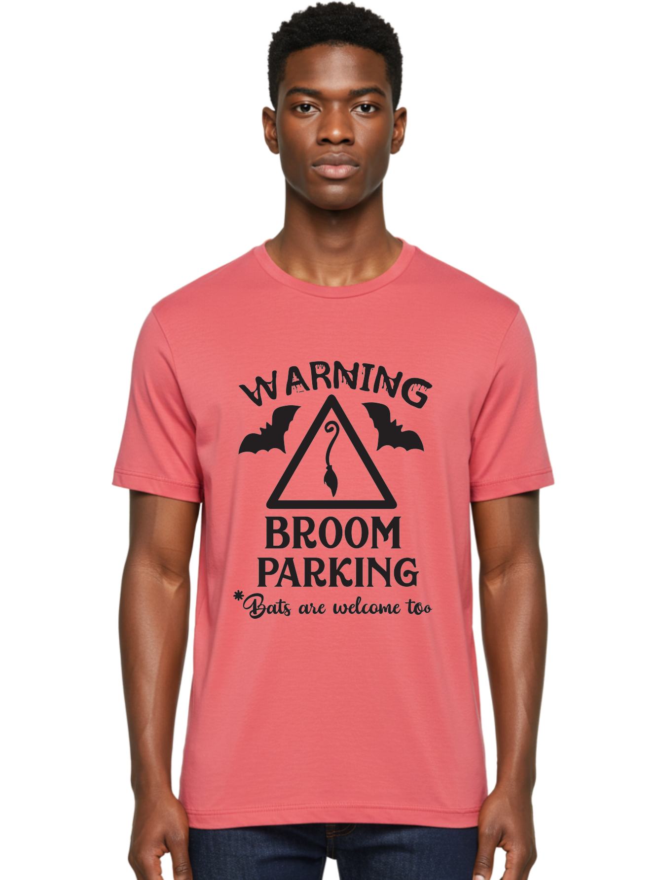 Warning-Broom-Parking Men'S Graphic Tee, 100% Cotton, Comfortable Casual Summer Wear, Machine Washable, Halloween Warning Sign, Broom Parking, Bats Are Welcome, Spooky Decor, Witchy Vibes, Halloween Decorations, Funny Halloween Signs Aad286 14