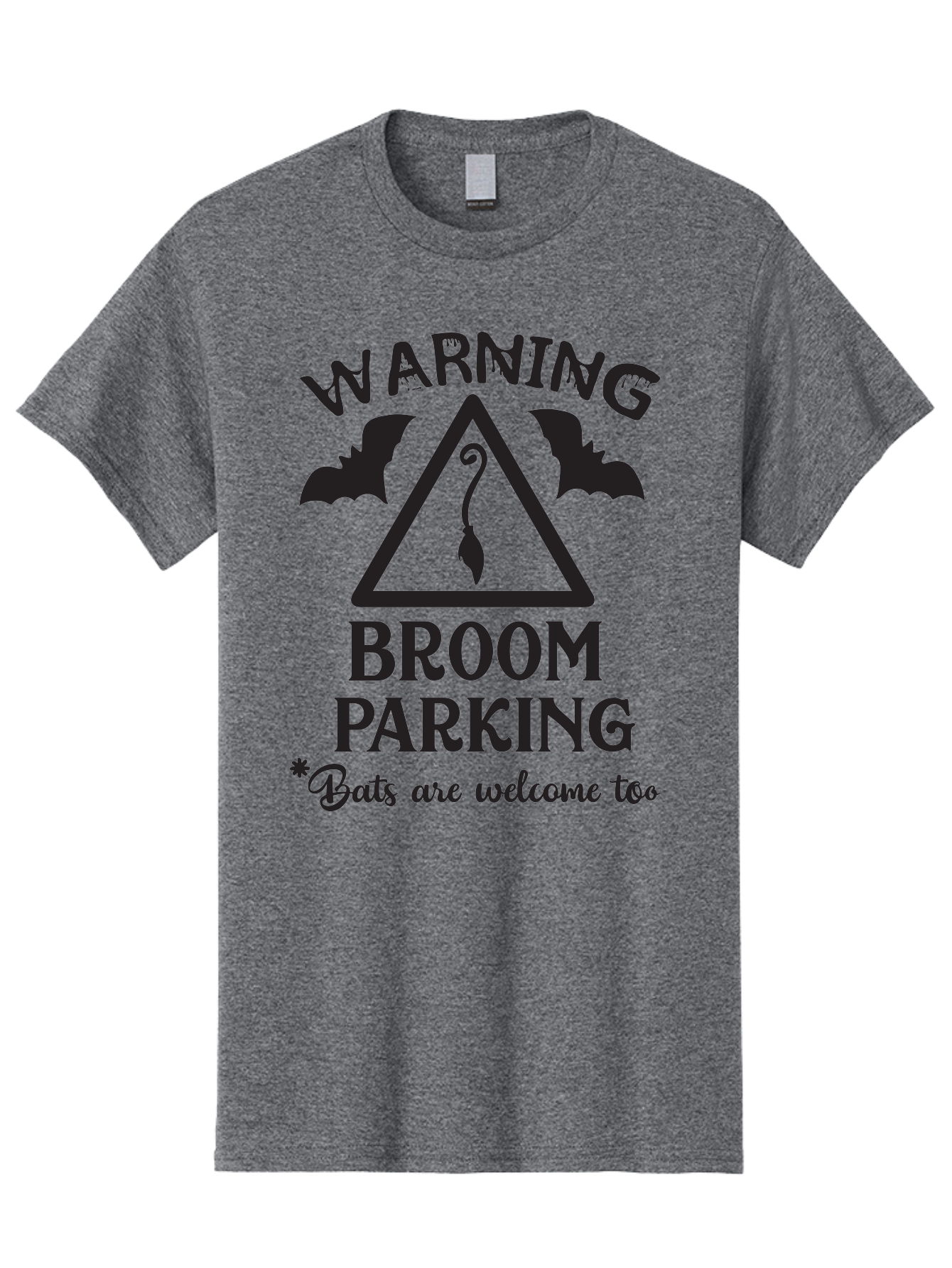 Warning-Broom-Parking Men'S Graphic Tee, 100% Cotton, Comfortable Casual Summer Wear, Machine Washable, Halloween Warning Sign, Broom Parking, Bats Are Welcome, Spooky Decor, Witchy Vibes, Halloween Decorations, Funny Halloween Signs Aad286 17
