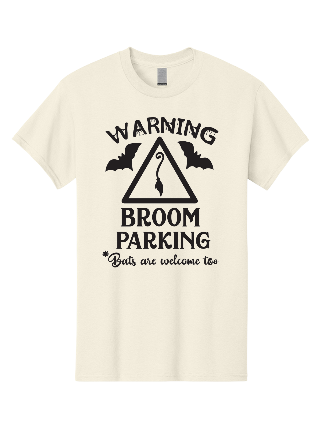 Warning-Broom-Parking Men'S Graphic Tee, 100% Cotton, Comfortable Casual Summer Wear, Machine Washable, Halloween Warning Sign, Broom Parking, Bats Are Welcome, Spooky Decor, Witchy Vibes, Halloween Decorations, Funny Halloween Signs Aad286 3