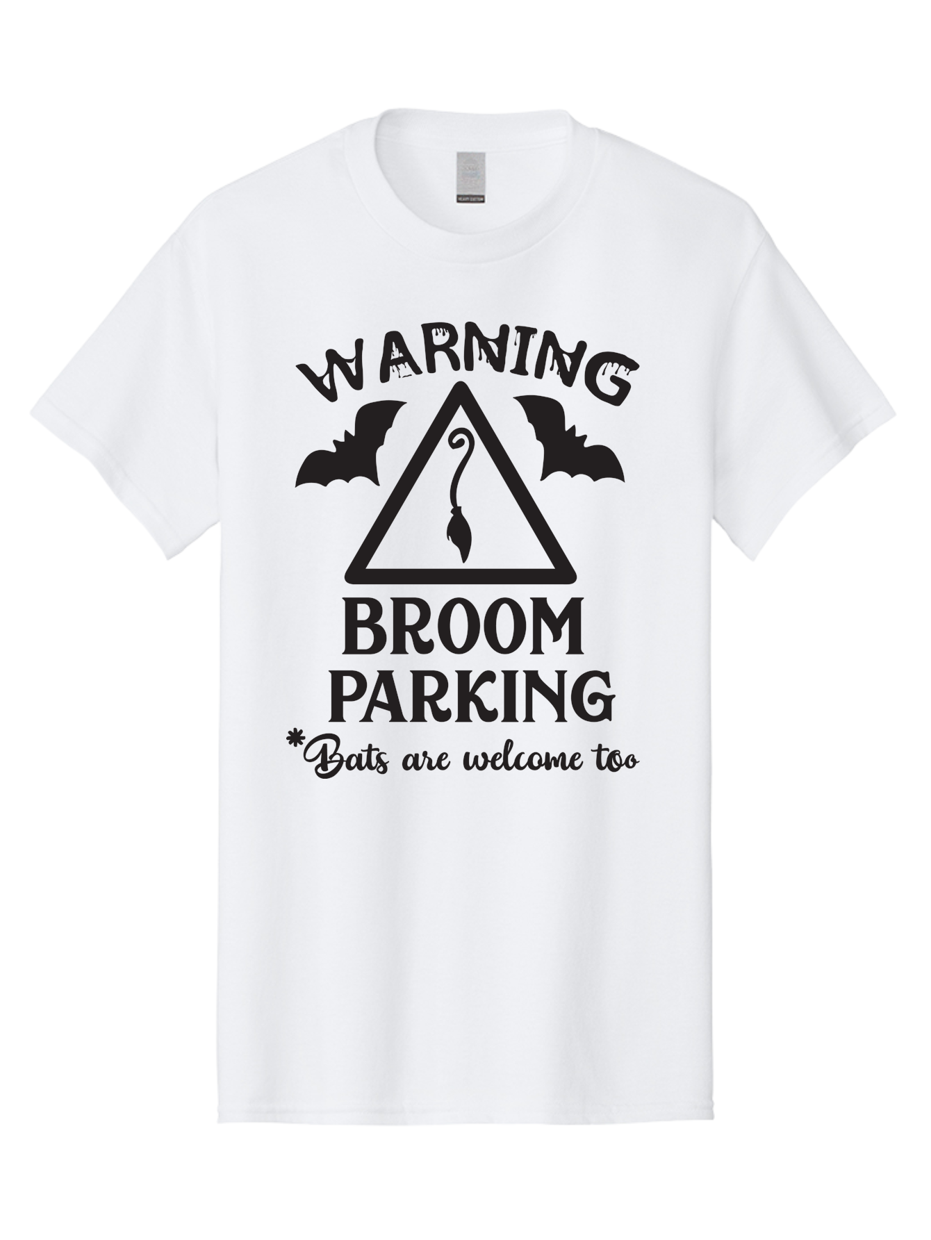 Warning-Broom-Parking Men'S Graphic Tee, 100% Cotton, Comfortable Casual Summer Wear, Machine Washable, Halloween Warning Sign, Broom Parking, Bats Are Welcome, Spooky Decor, Witchy Vibes, Halloween Decorations, Funny Halloween Signs Aad286 1