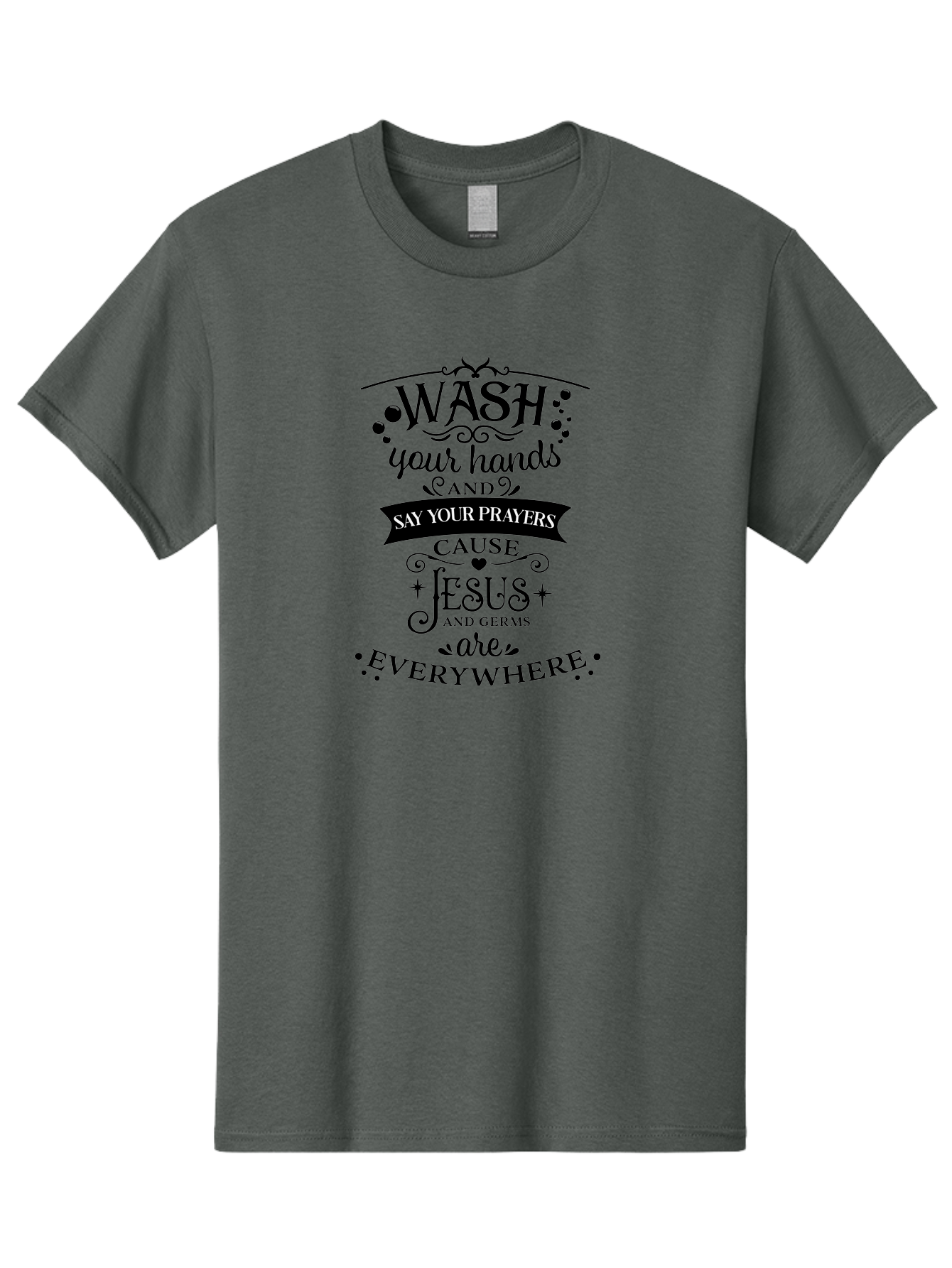 Wash-Your-Hands-And-Say-Your-Prayers Men'S Graphic Tee, 100% Cotton, Comfortable Casual Summer Wear, Machine Washable, Inspirational Quote, Motivational Message, Faith-Based Design, Hygiene Reminder, Jesus And Germs, Prayer Inspiration, Aad288 17