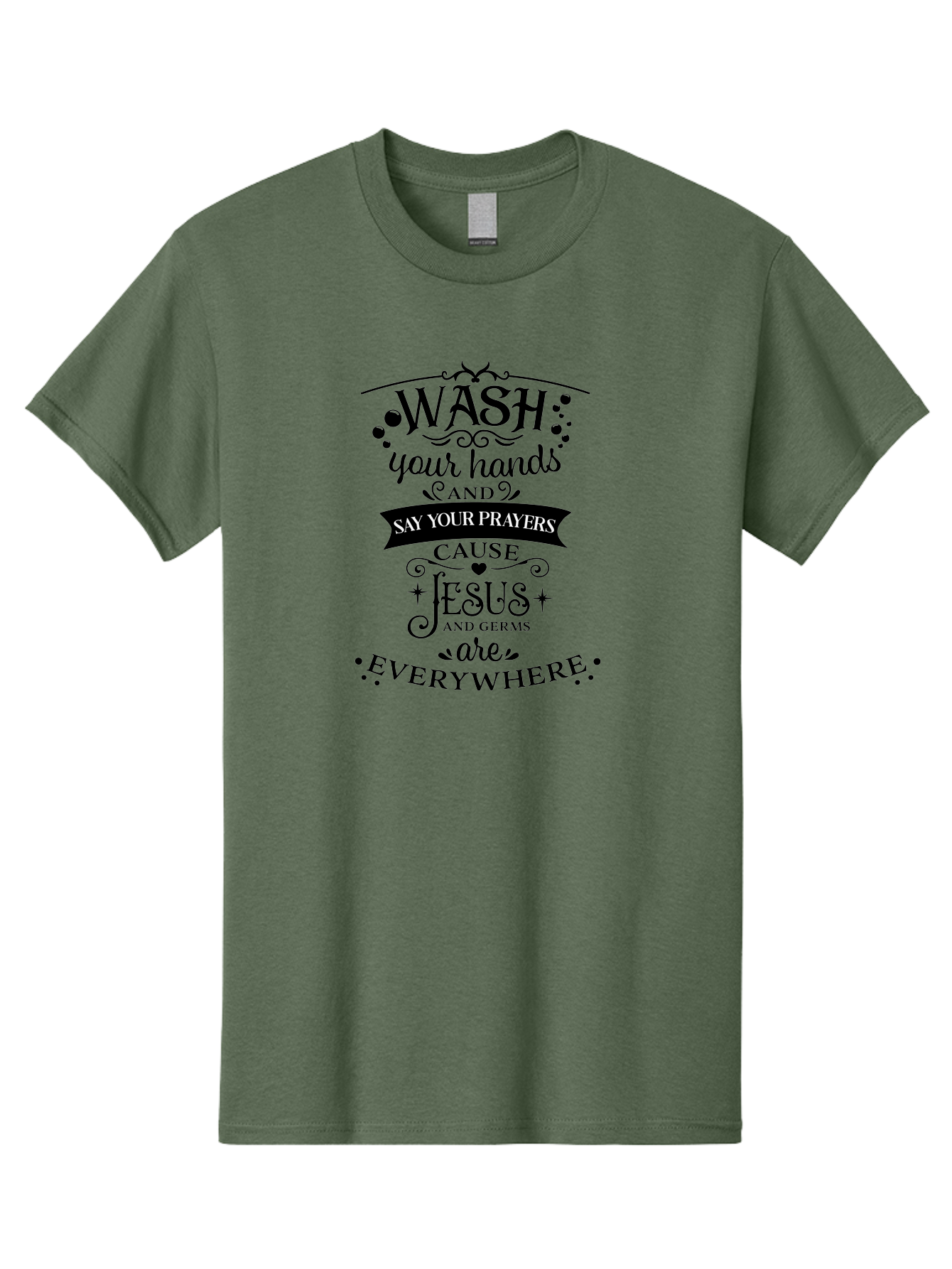 Wash-Your-Hands-And-Say-Your-Prayers Men'S Graphic Tee, 100% Cotton, Comfortable Casual Summer Wear, Machine Washable, Inspirational Quote, Motivational Message, Faith-Based Design, Hygiene Reminder, Jesus And Germs, Prayer Inspiration, Aad288 5