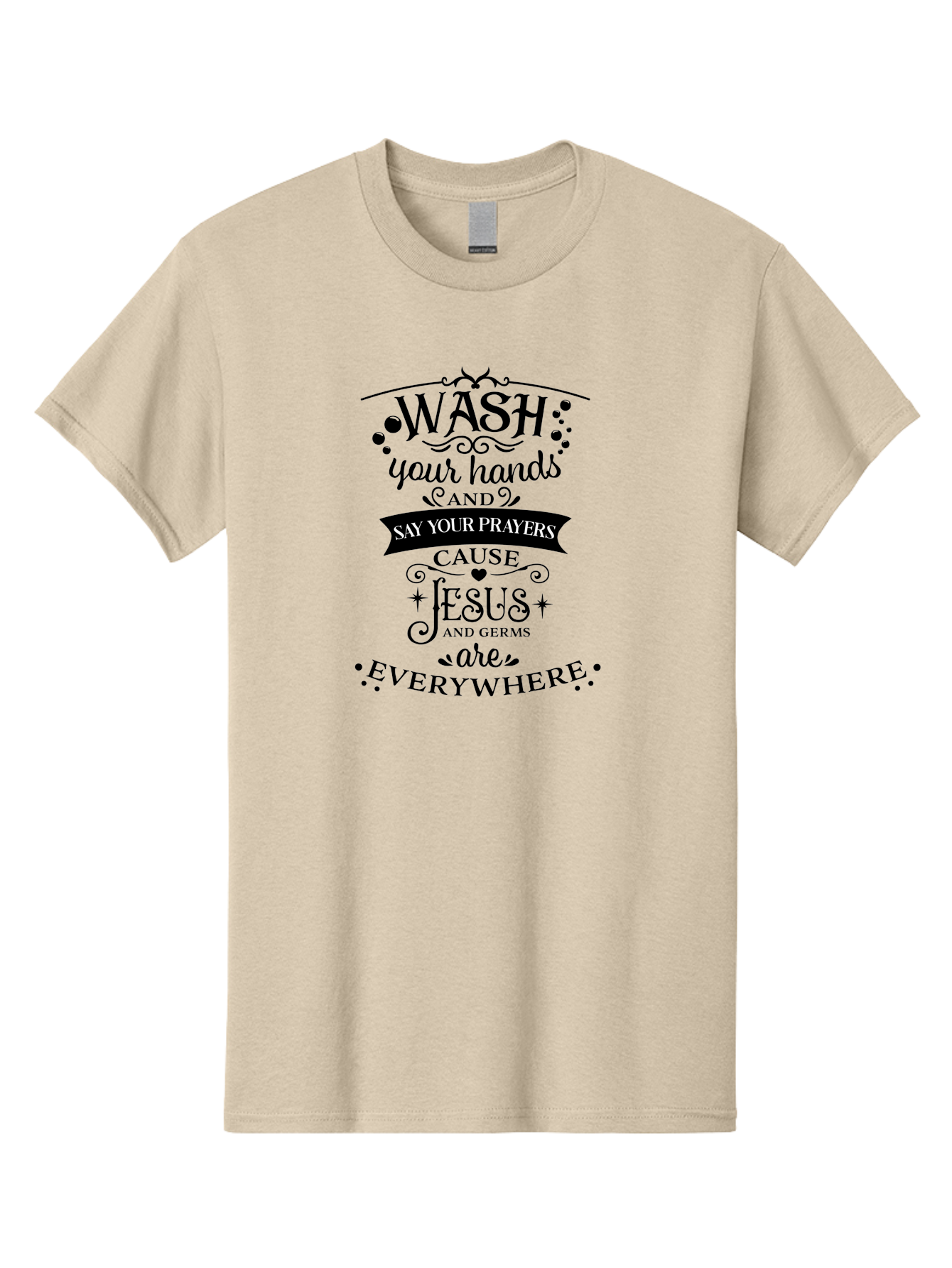 Wash-Your-Hands-And-Say-Your-Prayers Men'S Graphic Tee, 100% Cotton, Comfortable Casual Summer Wear, Machine Washable, Inspirational Quote, Motivational Message, Faith-Based Design, Hygiene Reminder, Jesus And Germs, Prayer Inspiration, Aad288 27